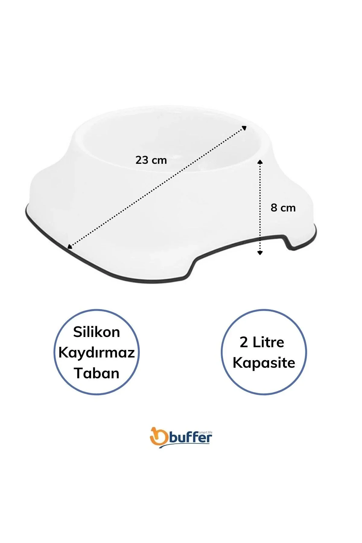 Silikon Kaydırmaz Taban Plastik Kedi ve Köpek Mama ve Su Kabı 2 L Silikon Kaydırmaz Taban Plastik Kedi ve Köpek Mama ve Su Kabı 2 L