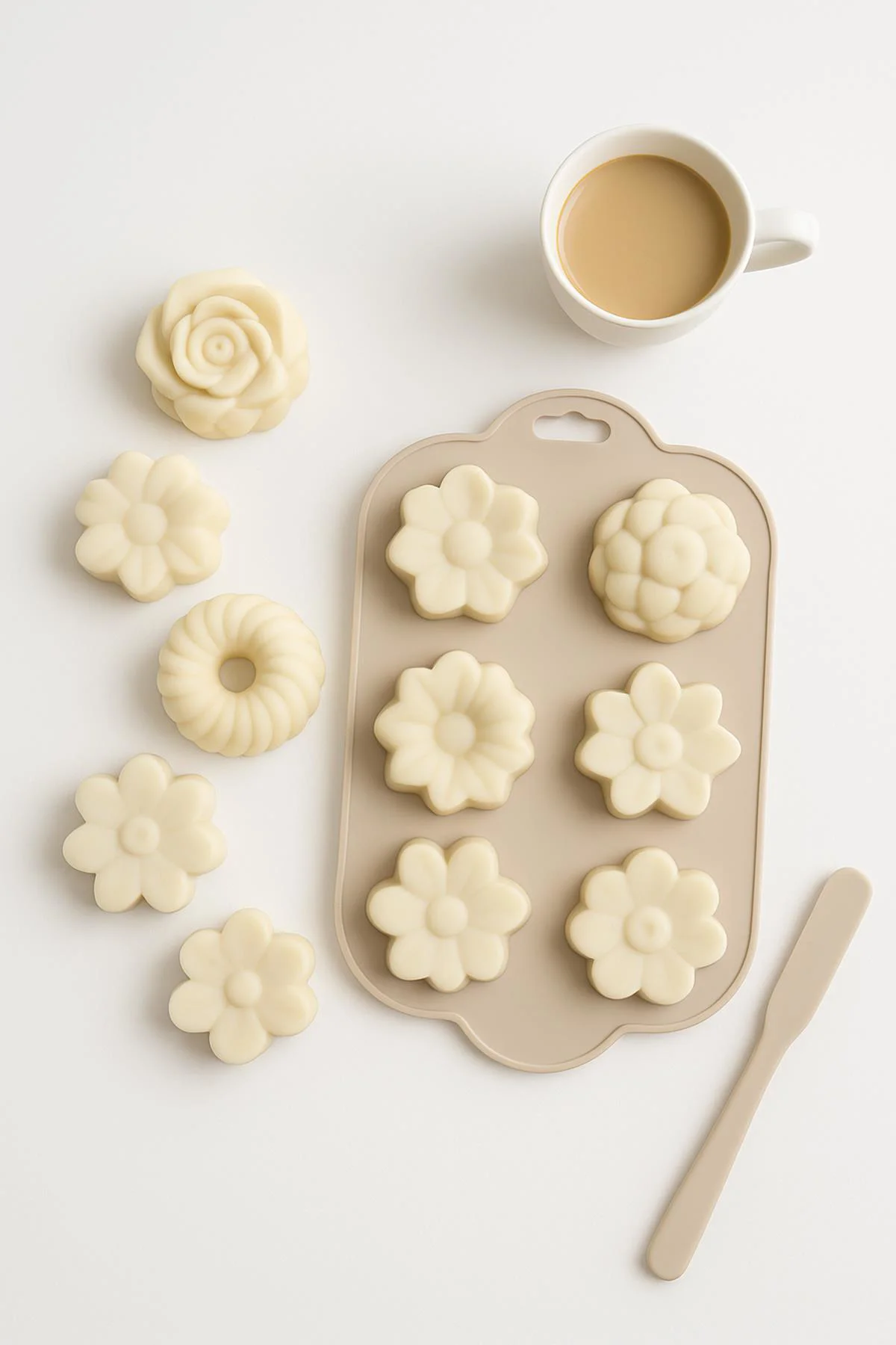 Silikon Kek ve Çikolata Kalıbı 6 lı Krem Renk Pasta Tatlı Muffin 
