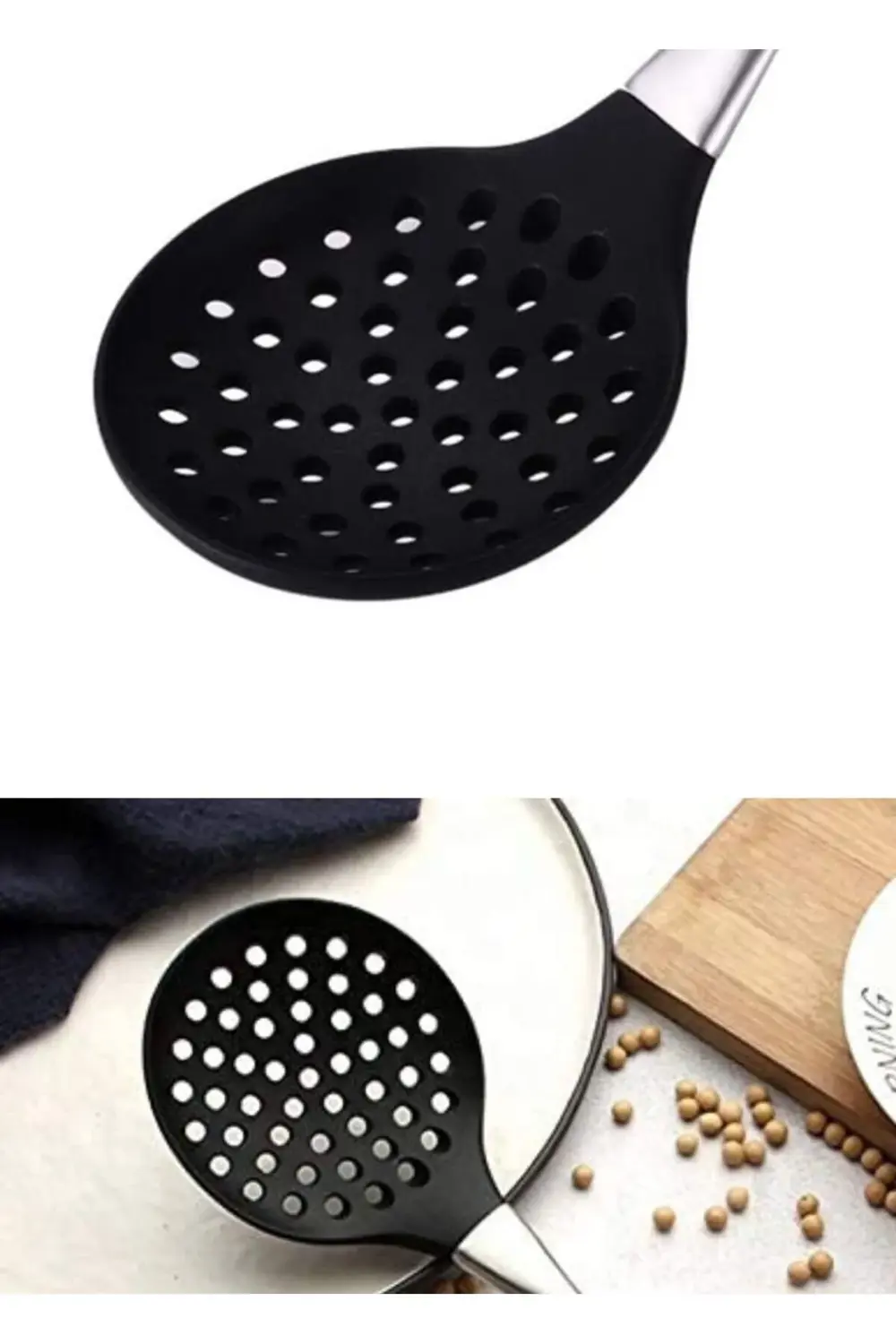 Silikon Kevgir Kaşığı Paslanmaz Saplı 35 cm