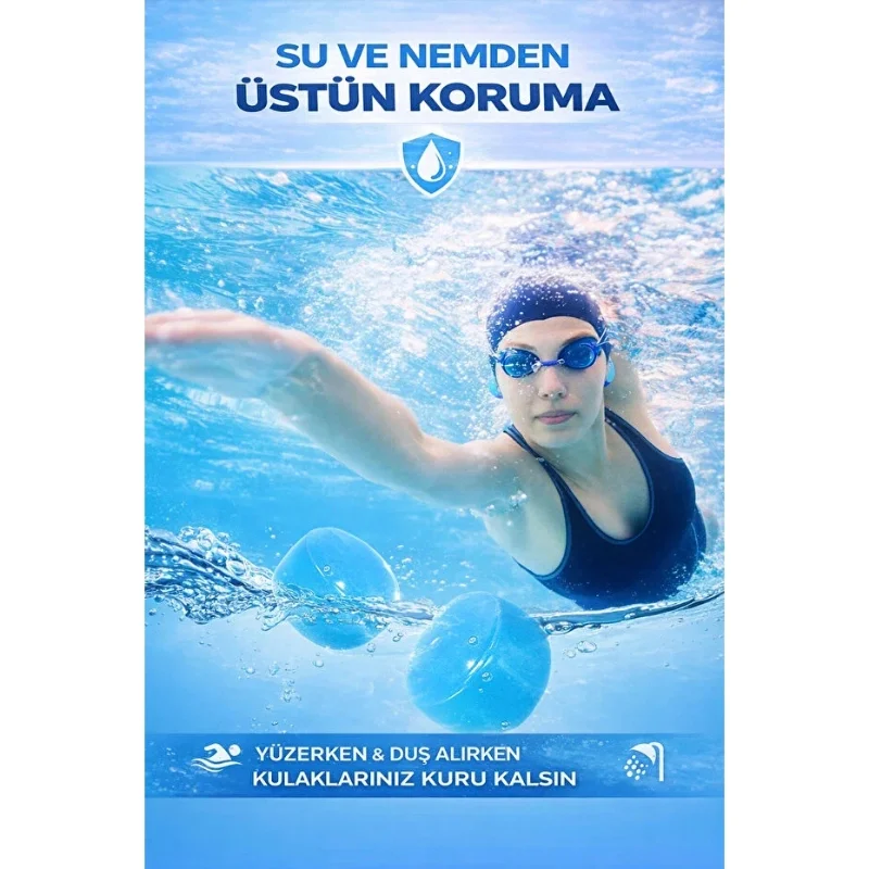 Silikon Kulak Tıkacı - 6'lı Özel Kutulu - Su Geçirmez ve Gürültü Önleyici