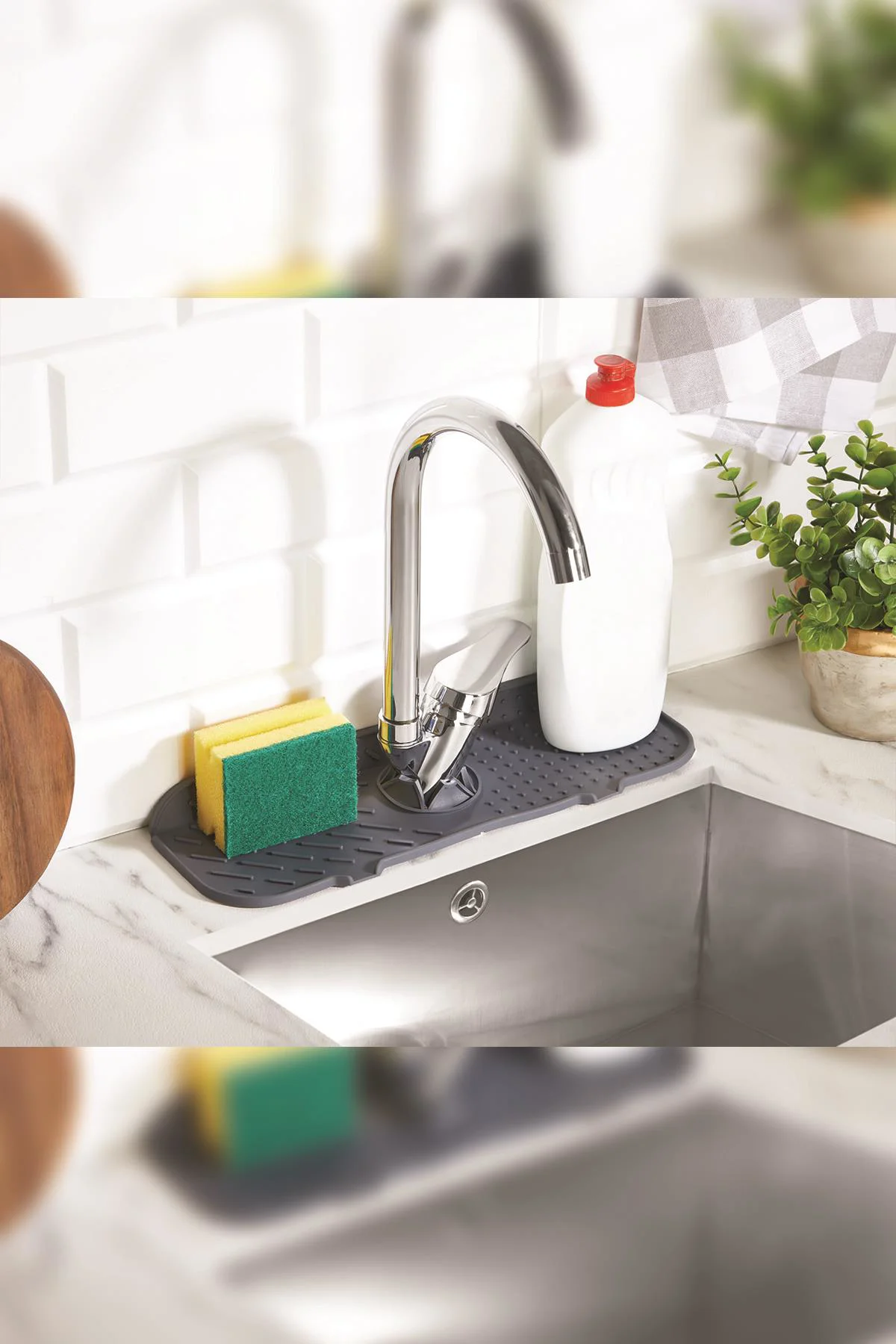 Silikon Lavabo Matı 13x36 cm – Musluk Kenarı Su Toplayıcı