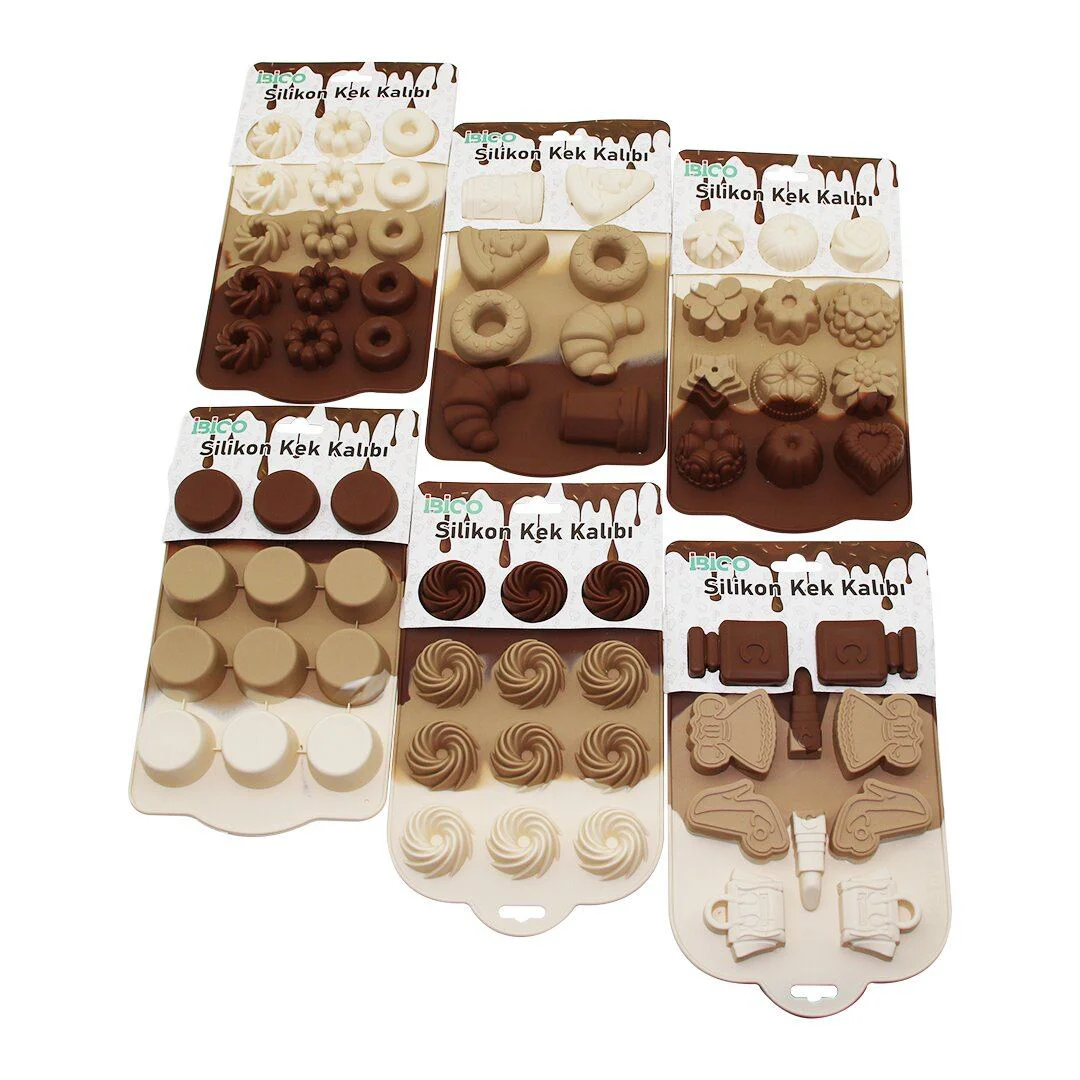Silikon Mini Muffin Kek Kalıbı Karışık Tasarımlı 8-15 Gözlü