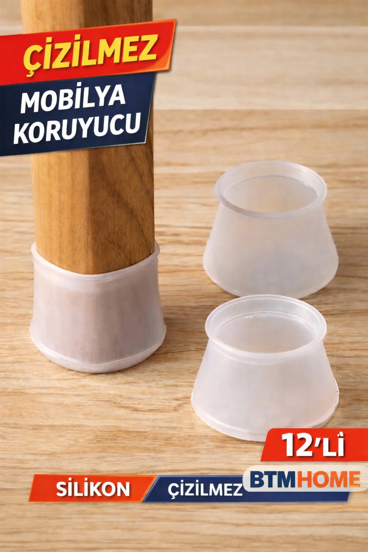 Silikon Mobilya Ayağı Koruyucu 12li Set Çizilmez Kaydırmaz Masa S