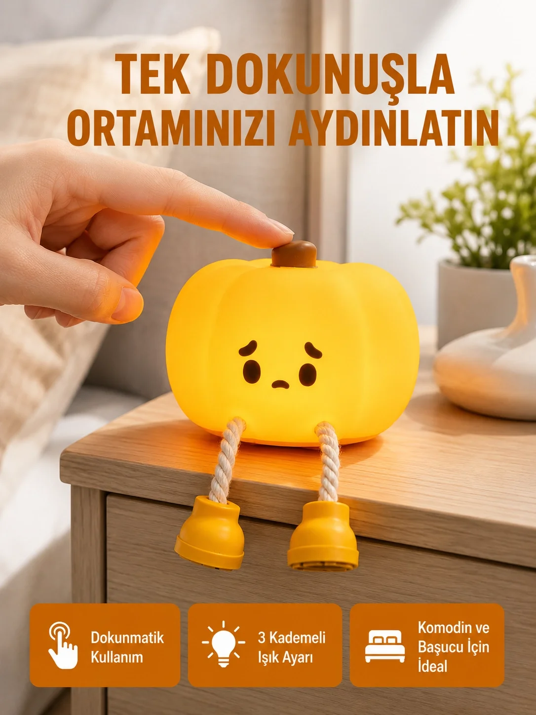 Silikon Pumpkin Night Light Telefon Tutuculu LED Lamba Yeni Nesil Fiyatı, Yorumları ve Özellikleri