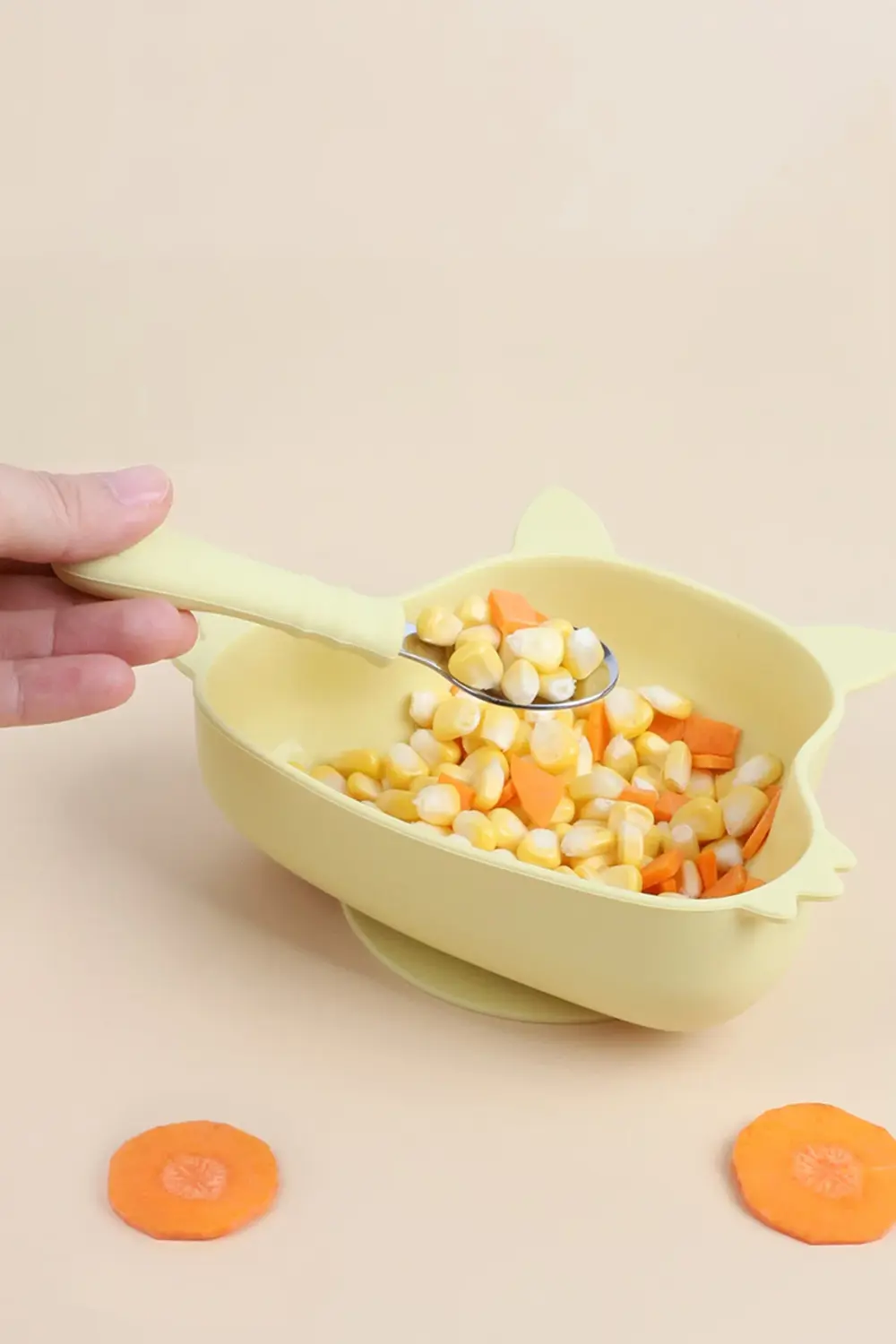 Silikon Saplı Paslanmaz Çelik Bebek Kaşık Çatal Seti Pembe