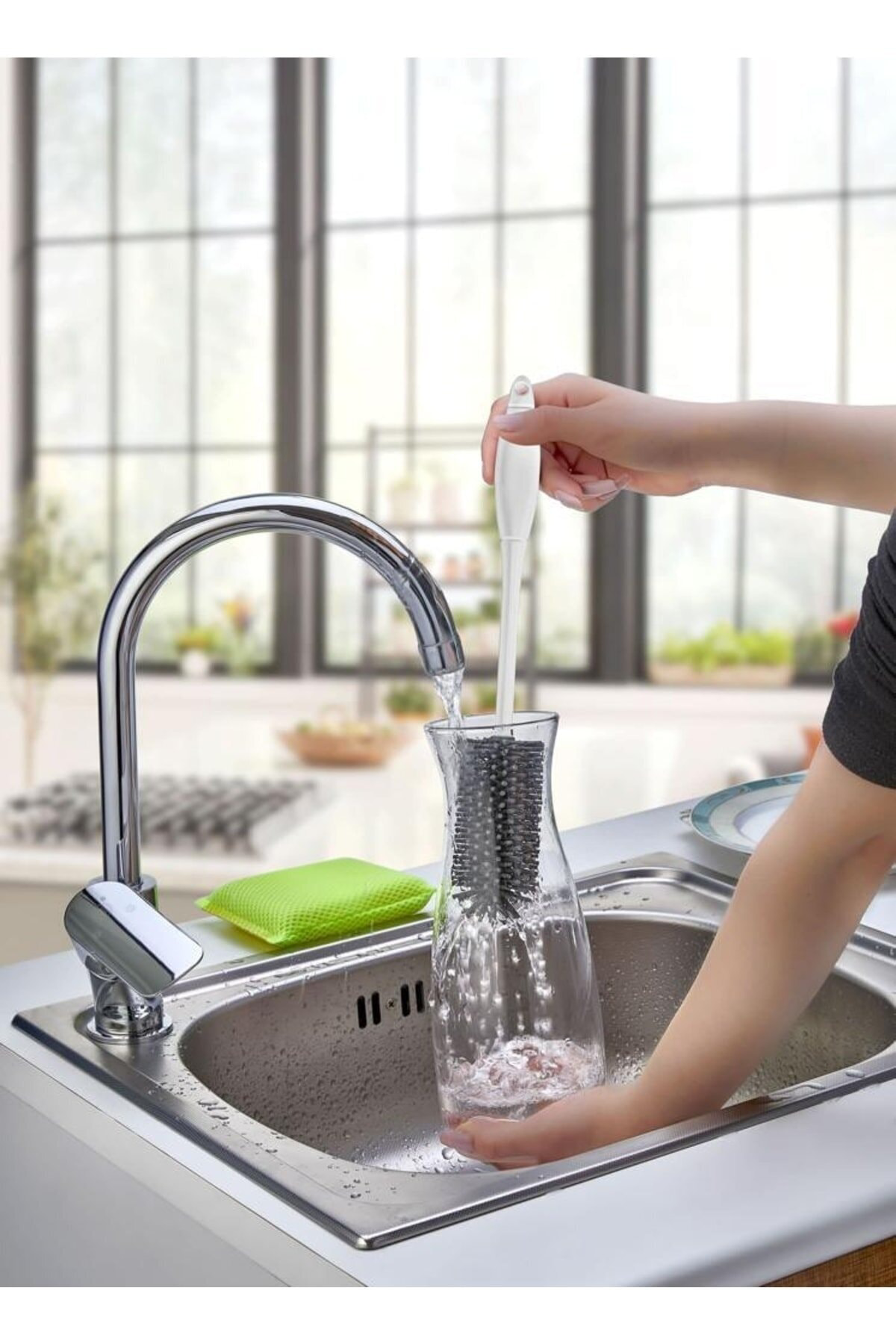 Silikon Şişe Biberon Konserve Kavanoz Matara Temizleme Fırçası Ço