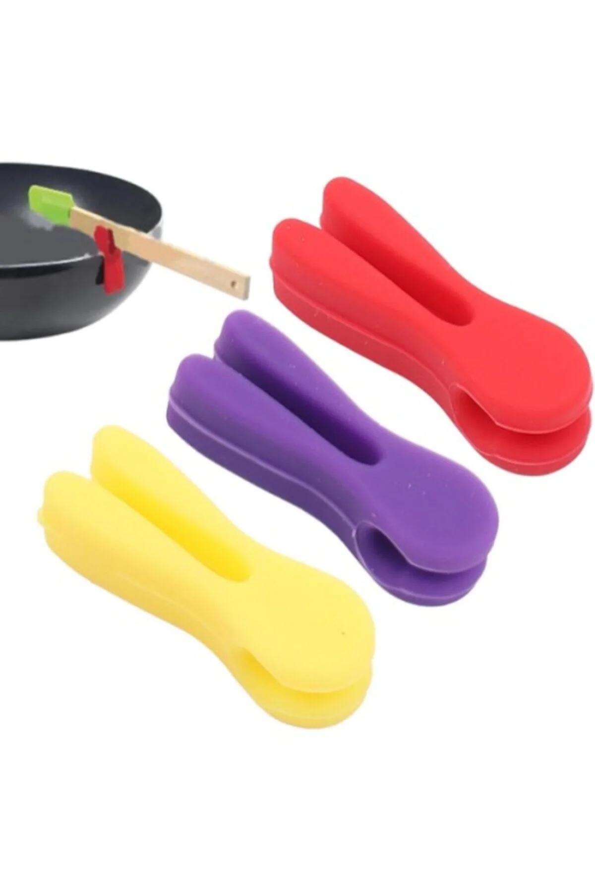 Silikon Tava Kaşık Tutacağı 3'lü Paket