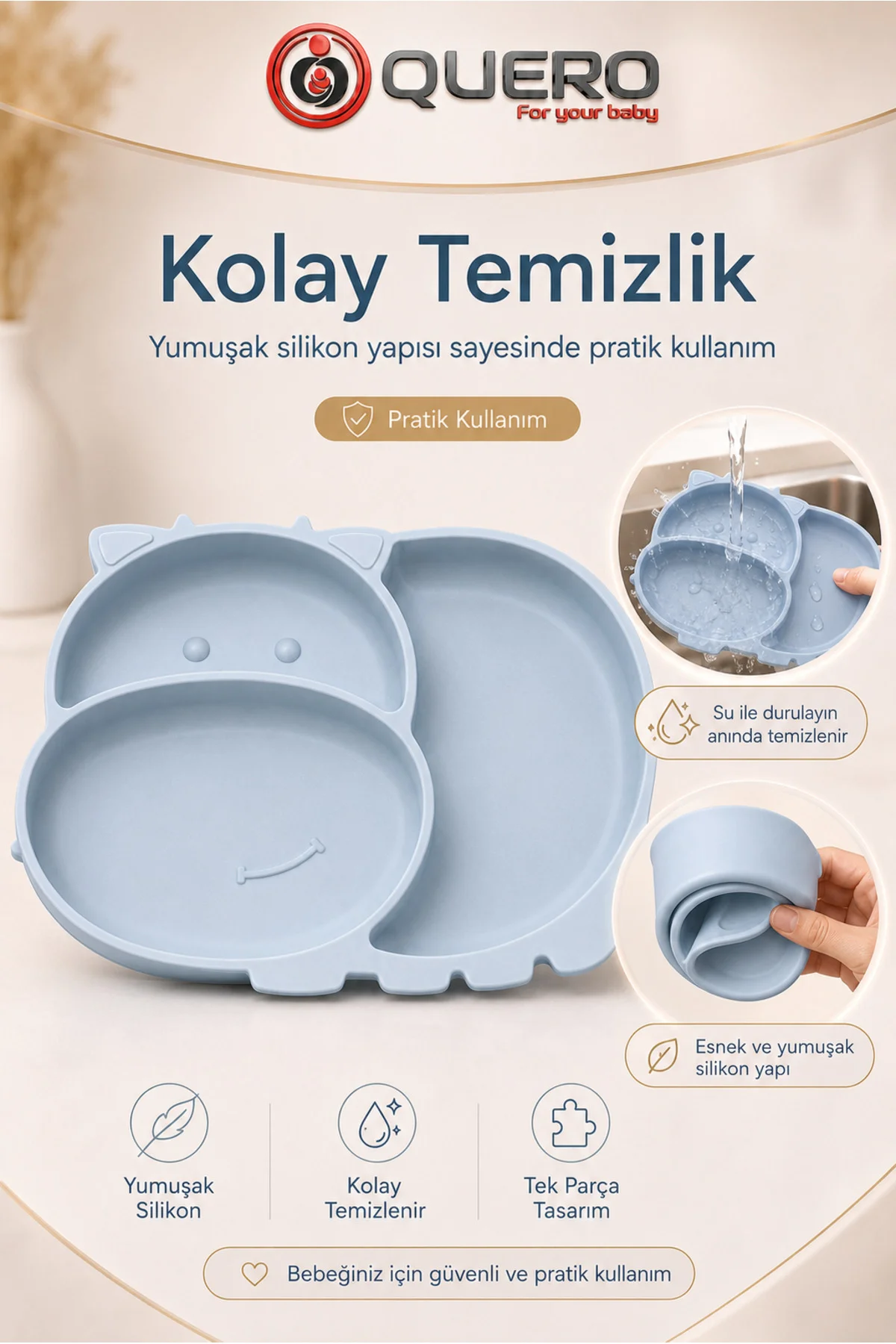 Silikon Vakumlu Bölmeli Mama Tabağı, Bebek Mama Tabağı, Vakumlu Bebek Çocuk Mama Tabağı 3 Bölmeli Mama Tabağı Fiyatı, Yorumları ve Özellikleri