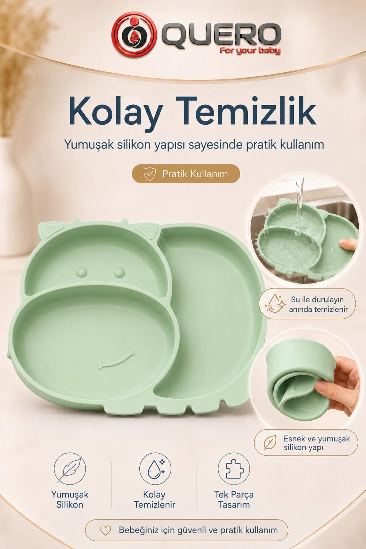Silikon Vakumlu Bölmeli Mama Tabağı, Bebek Mama Tabağı, Vakumlu Bebek Çocuk Mama Tabağı 3 Bölmeli Mama Tabağı Fiyatı, Yorumları ve Özellikleri