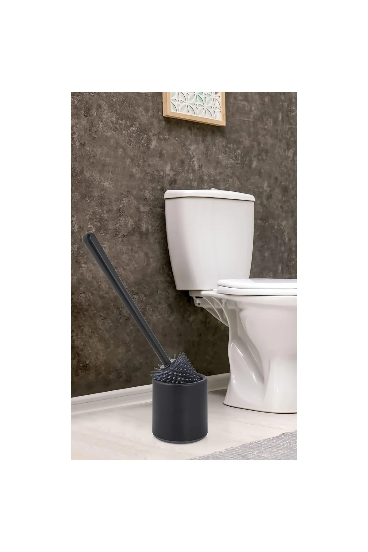 Silikon WC Tuvalet Banyo Fırçası Klozet Fırçası Siyah Oval