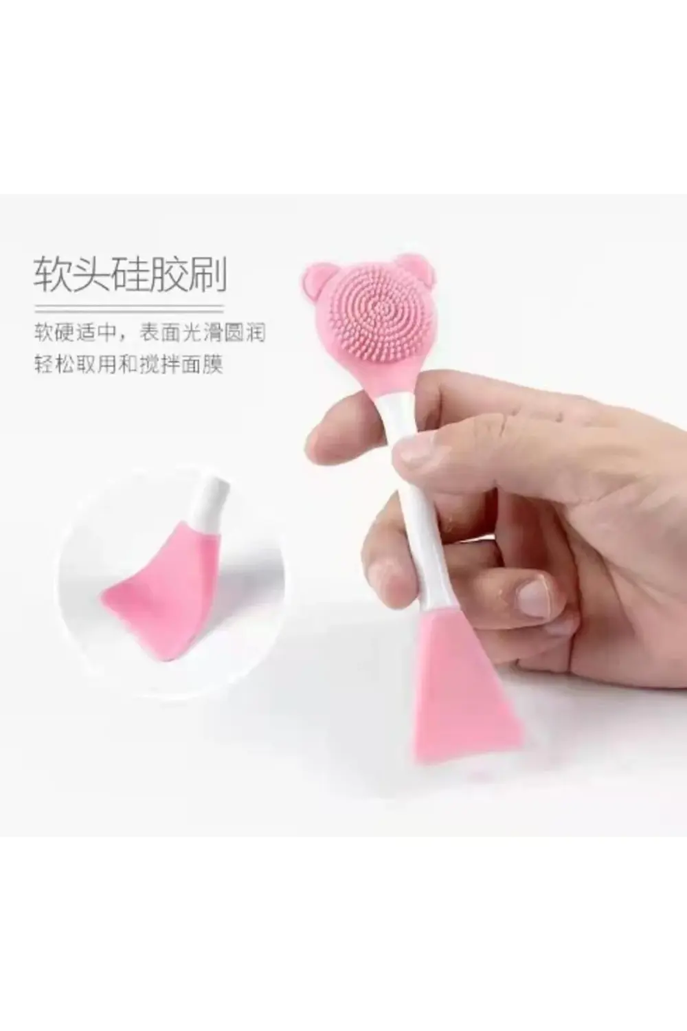 Silikon Yüz Temizleme Fırçası ve Maske Uygulama Spatulası