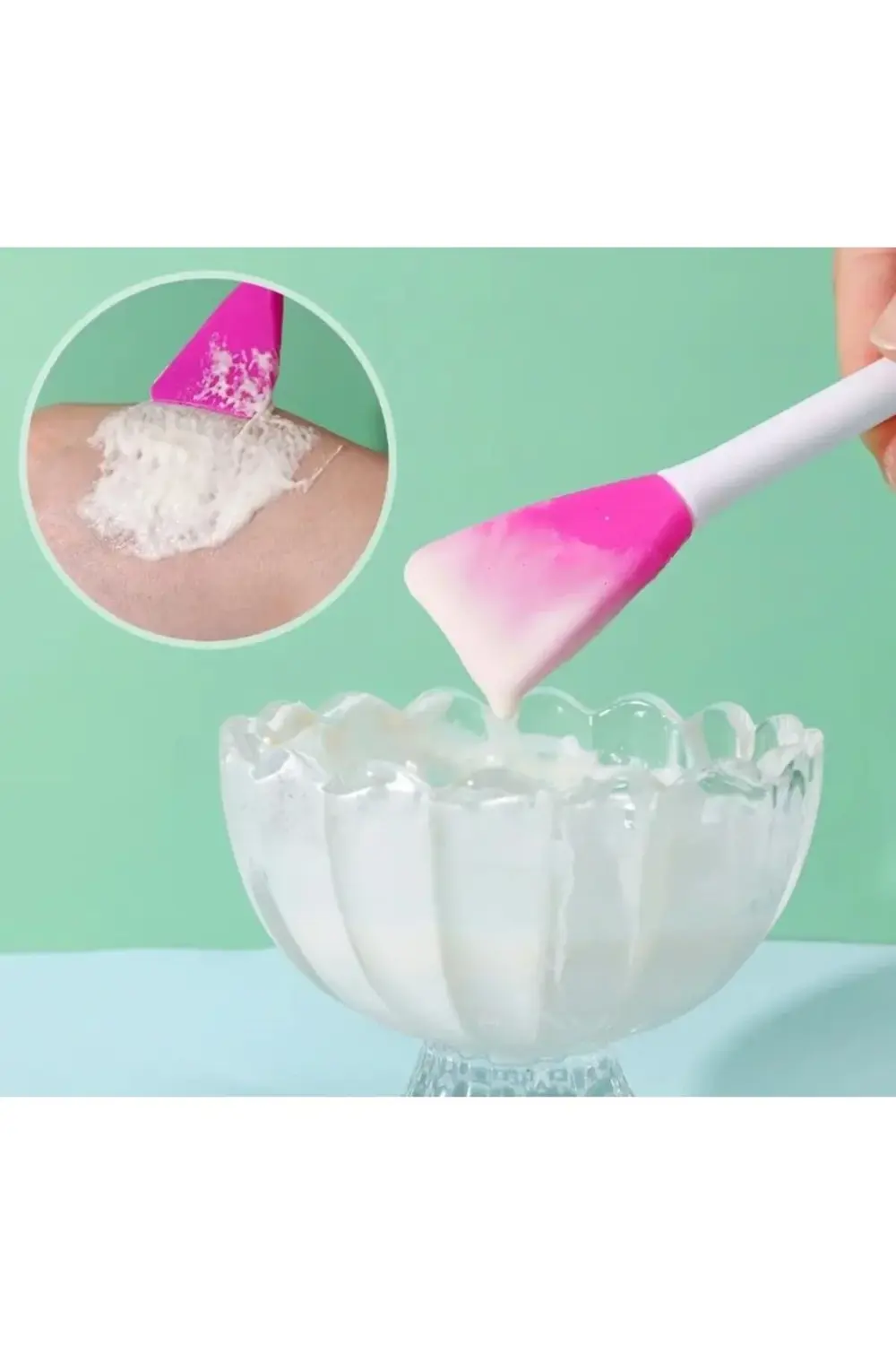 Silikon Yüz Temizleme Fırçası ve Maske Uygulama Spatulası