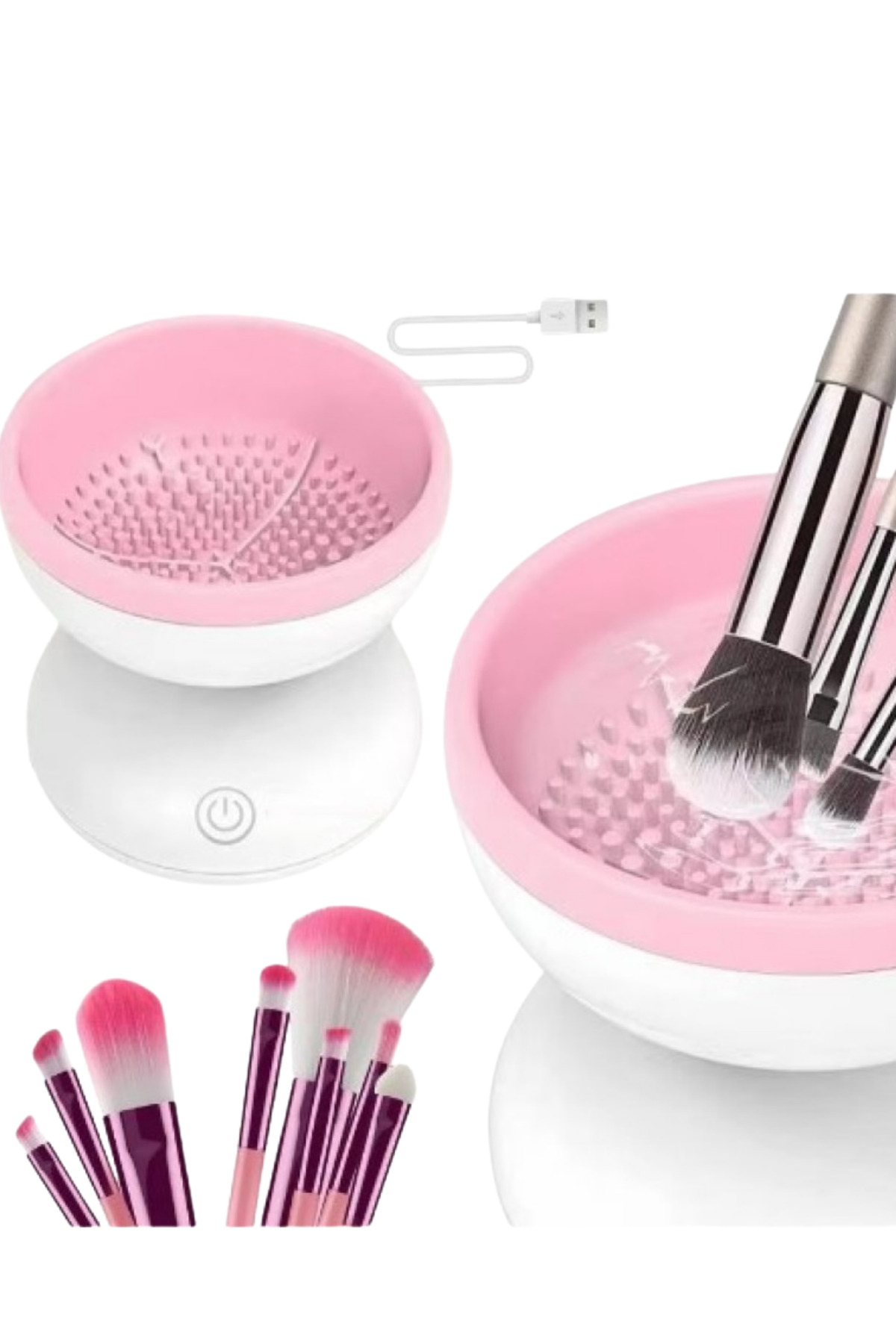 Silikon Yüzeyli Elektrikli Makyaj Fırçası Temizleme Kabı - Lisiny