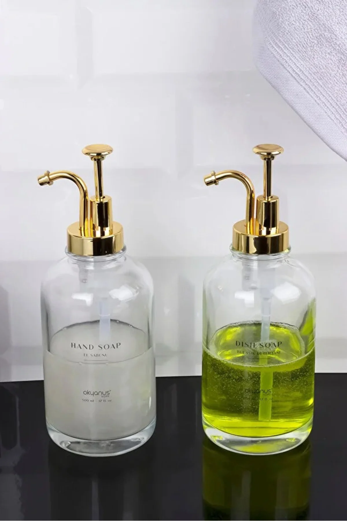 Silindir Altın Pompalı Sıvı Sabunluk 500 ml