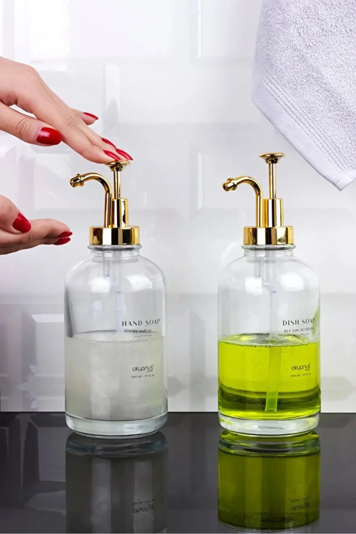 Silindir Altın Pompalı Sıvı Sabunluk 500 ml