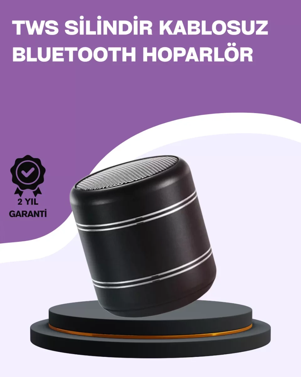 Silindir Tasarım Mini Bluetooth Hoparlör 10m Çekim Güçlü Bas ve Mikrofonlu - Lisinya