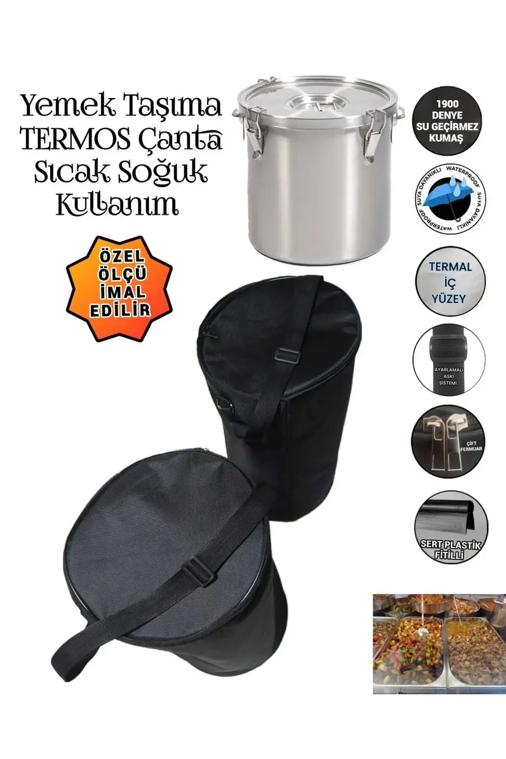 SİLİNDİR YEMEK KAZANI KARAVANA TERMOS ÇANTASI