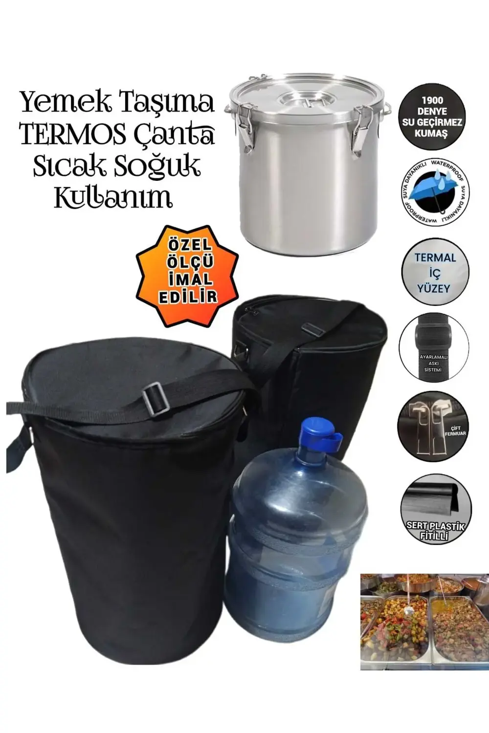SİLİNDİR YEMEK KAZANI KARAVANA TERMOS ÇANTASI