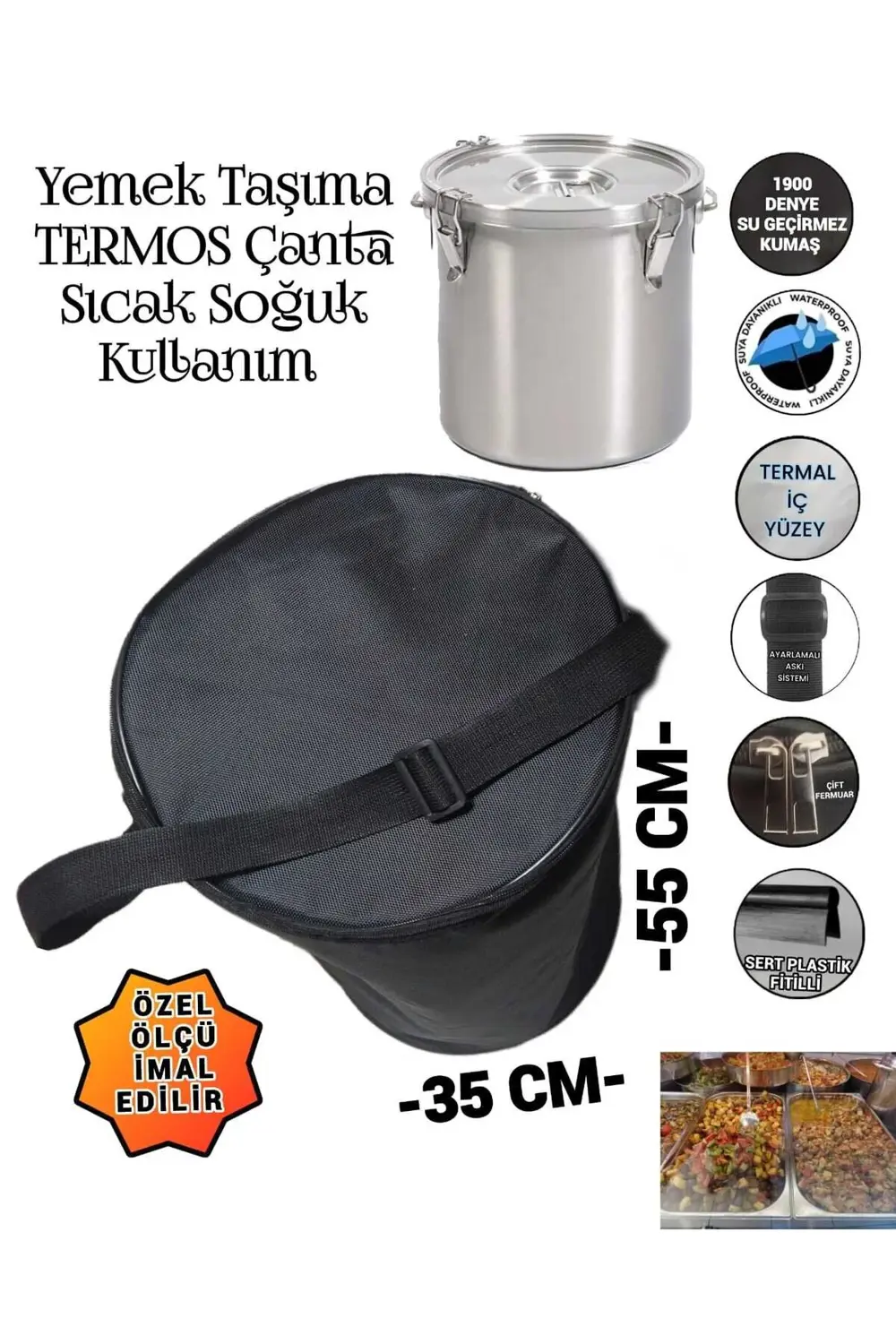 SİLİNDİR YEMEK KAZANI KARAVANA TERMOS ÇANTASI