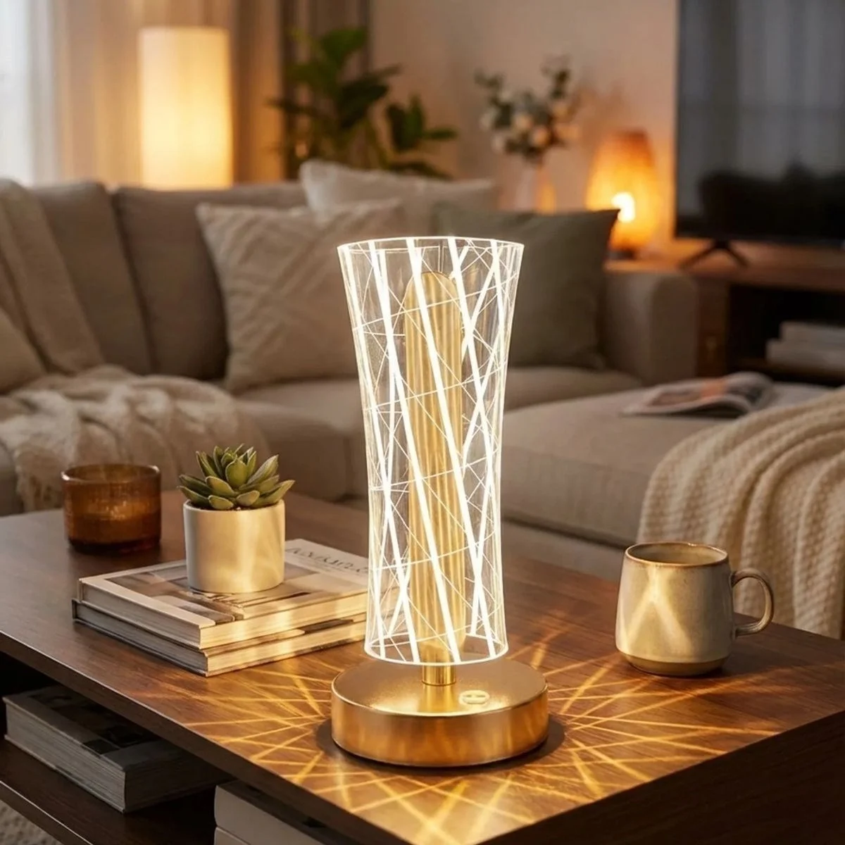 Silindirik Kristal Çizgi Model Led Masa Lambası – Gold Tabanlı, Dokunmatik, 3 Renk Işık Modlu, Şarjlı Modern Dekoratif Gece Lambası Bx40 Fiyatı, Yorumları ve Özellikleri