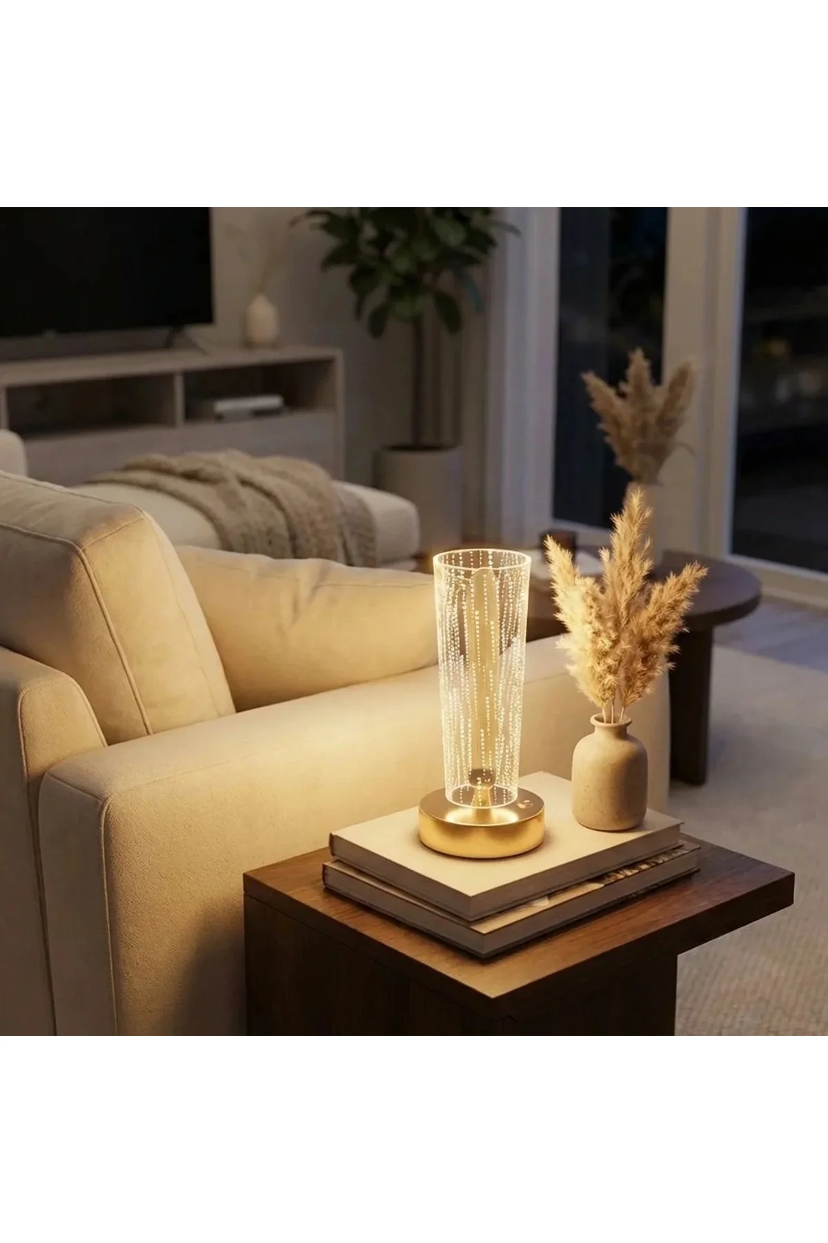 Silindirik Kristal Nokta Model LED Masa Lambası – Gold Tabanlı, Dokunmatik, 3 Renk Işık Modlu, Şarjl Silindirik Kristal Nokta Model LED Masa Lambası – Gold Tabanlı, Dokunmatik, 3 Renk Işık Modlu, Şarjl