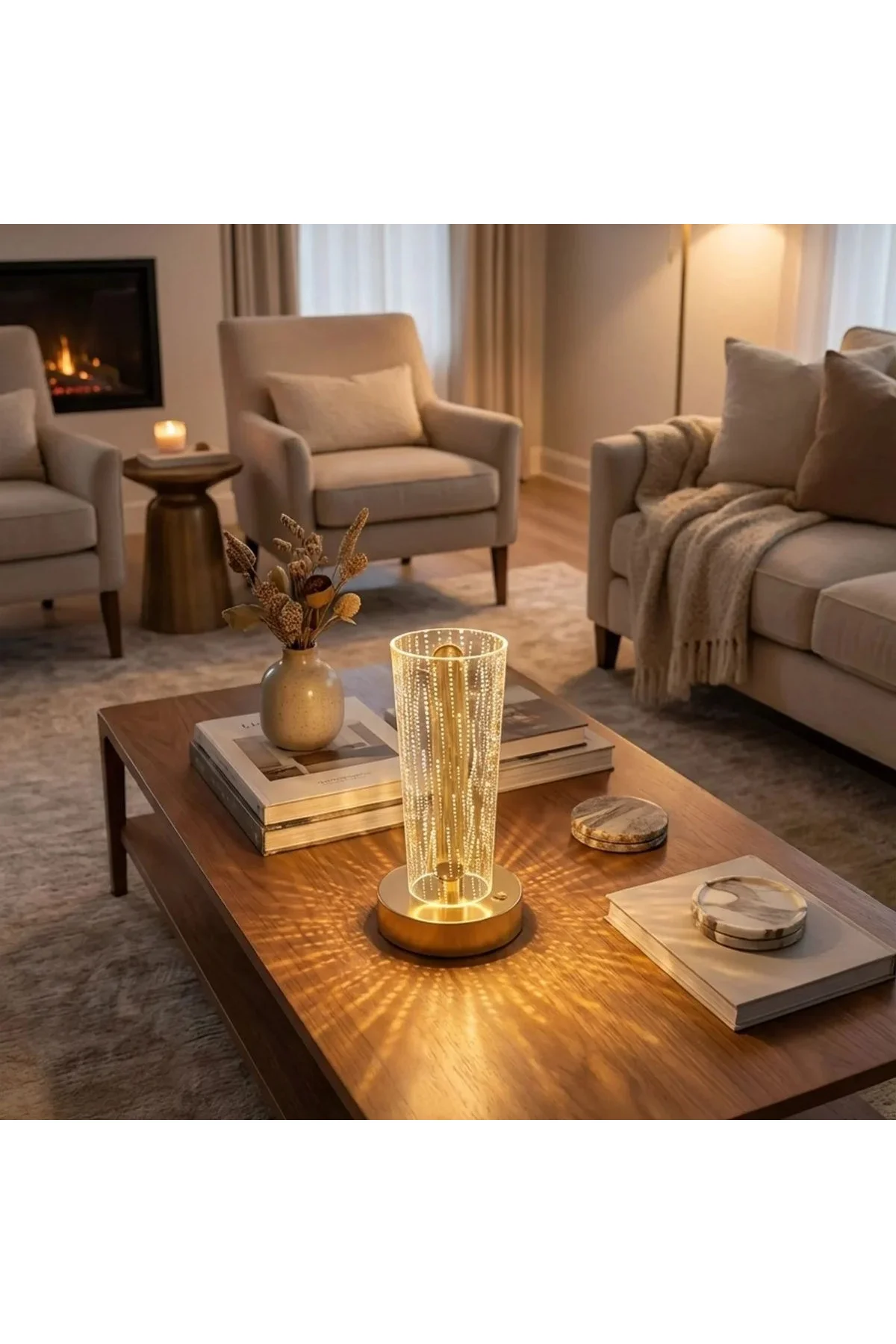 Silindirik Kristal Nokta Model LED Masa Lambası – Gold Tabanlı, Dokunmatik, 3 Renk Işık Modlu, Şarjl Silindirik Kristal Nokta Model LED Masa Lambası – Gold Tabanlı, Dokunmatik, 3 Renk Işık Modlu, Şarjl