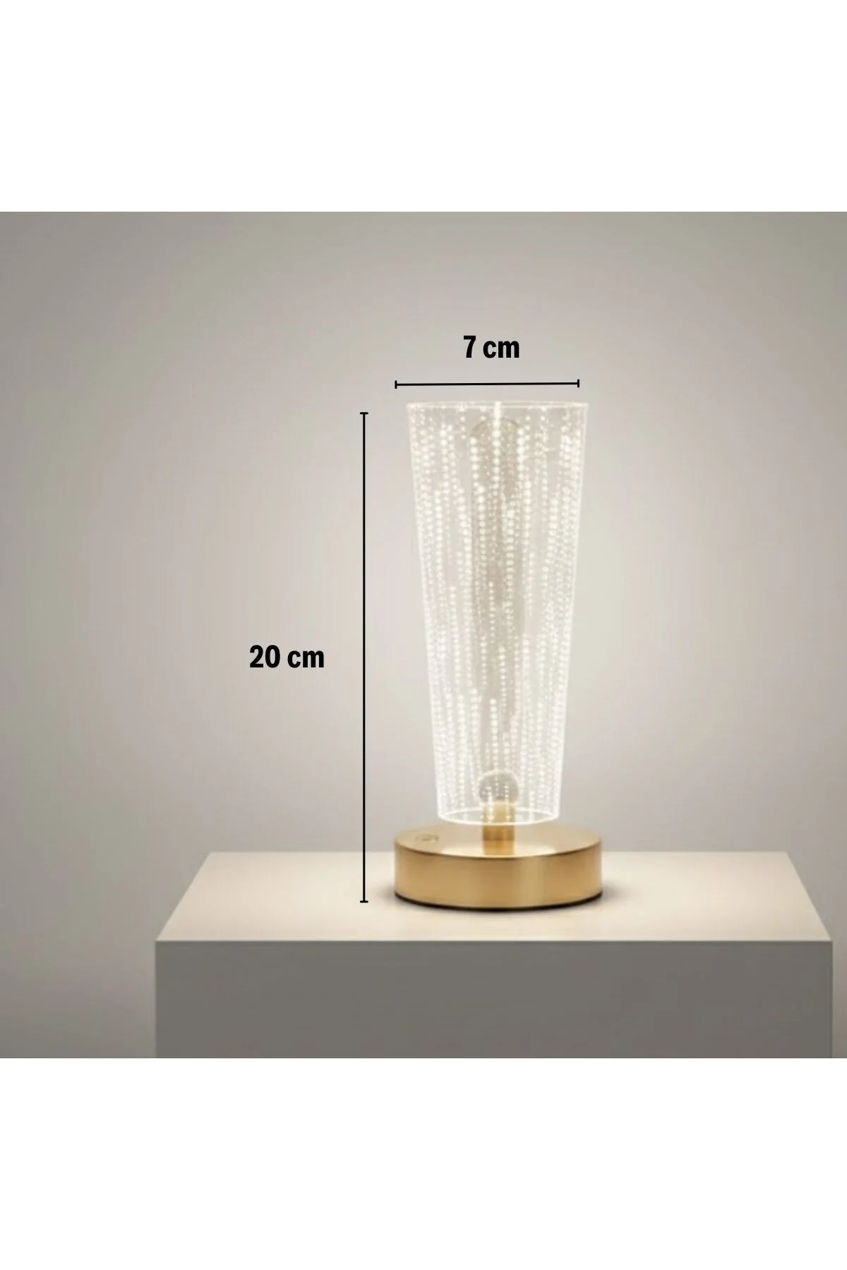 Silindirik Kristal Nokta Model LED Masa Lambası – Gold Tabanlı, Dokunmatik, 3 Renk Işık Modlu, Şarjlı Modern Dekoratif Gece Lambası - Görsel 5