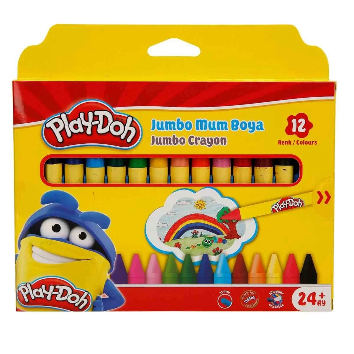 Silinebilir Jumbo Crayon Mum Boya 12 Renk