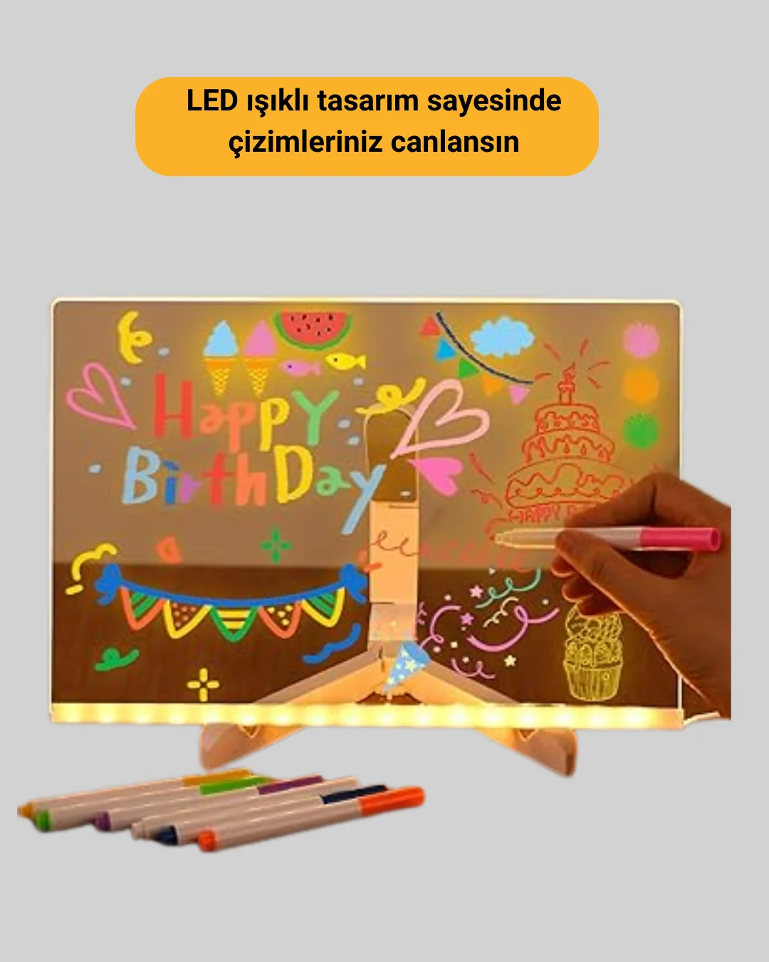 Silinebilir LED Mesaj Tahtası 7 Renkli Kalem Dahil Silinebilir LED Mesaj Tahtası 7 Renkli Kalem Dahil