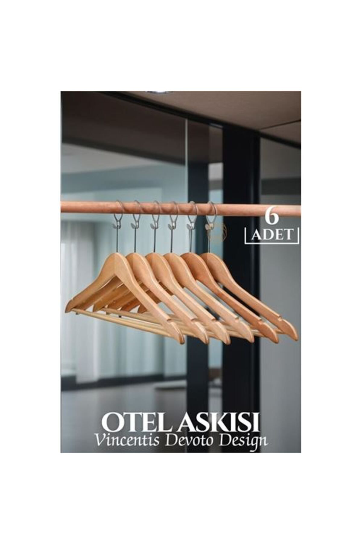 Lakitory Silks  Silks  Transformacion Otel Tip Askı 6 Lı Set Ahşap Vincent