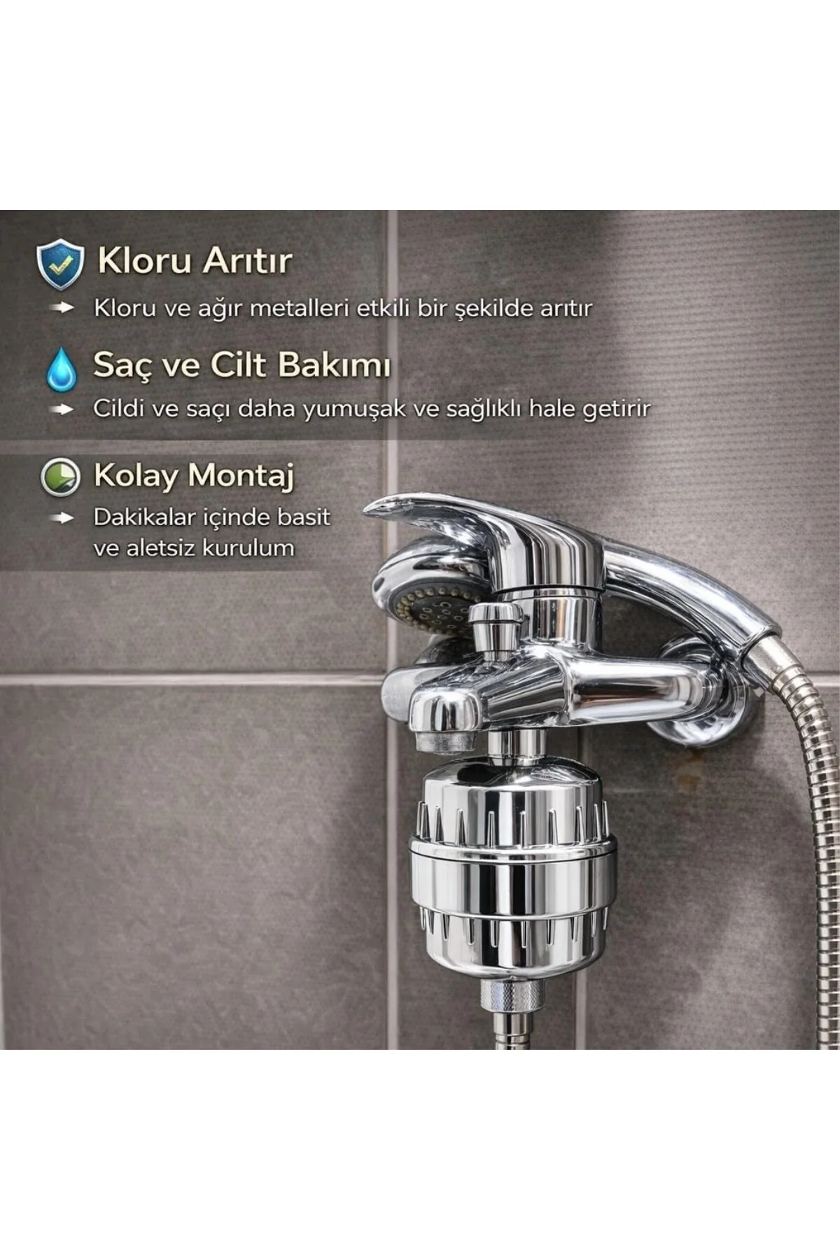 SILVER Duş Filtresi – Klor ve Ağır Metal Arıtmalı, KDF 55 + Aktif SILVER Duş Filtresi – Klor ve Ağır Metal Arıtmalı, KDF 55 + Aktif