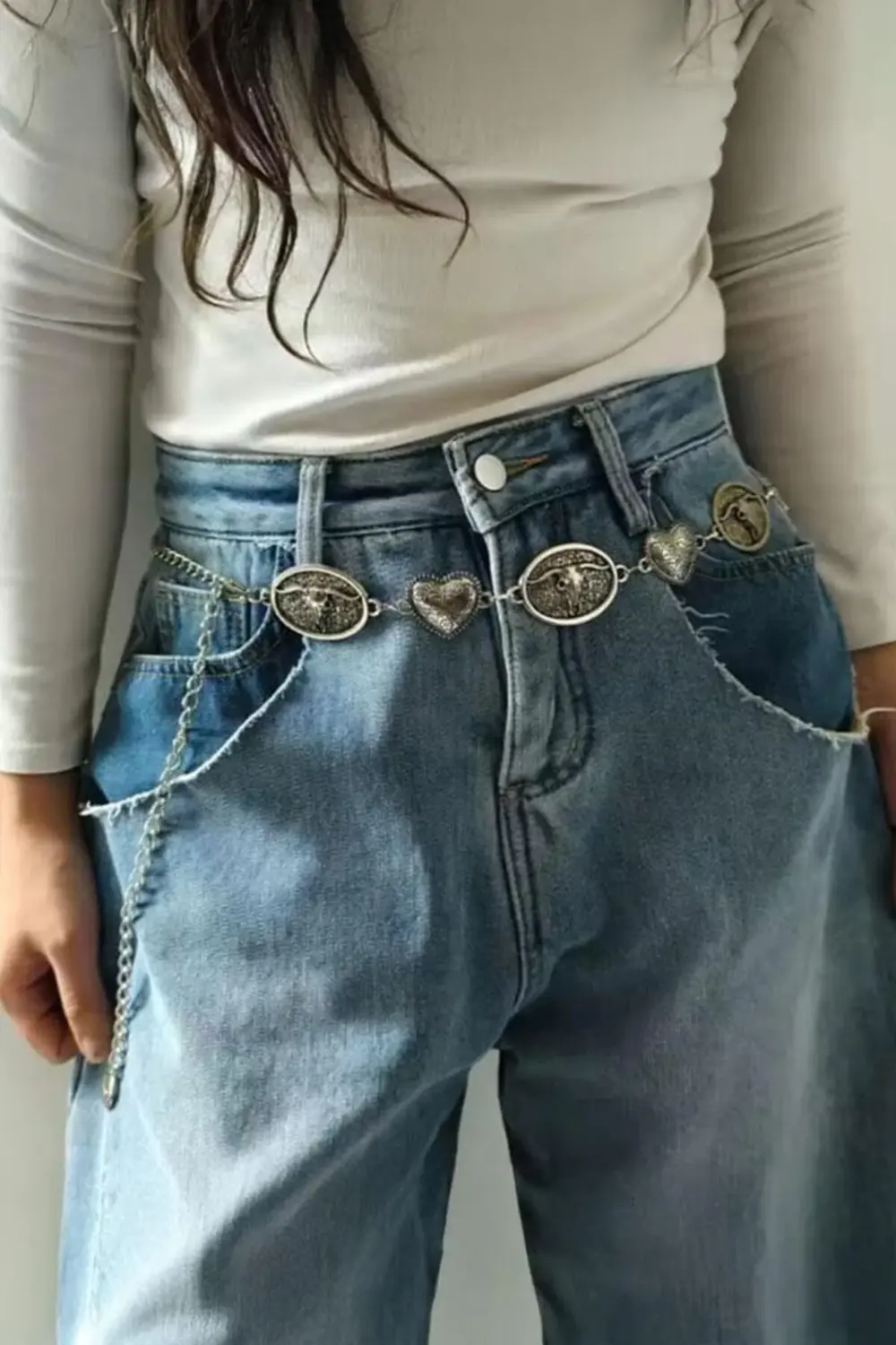 Silver Gotik Baphomet Kalpli Kemer