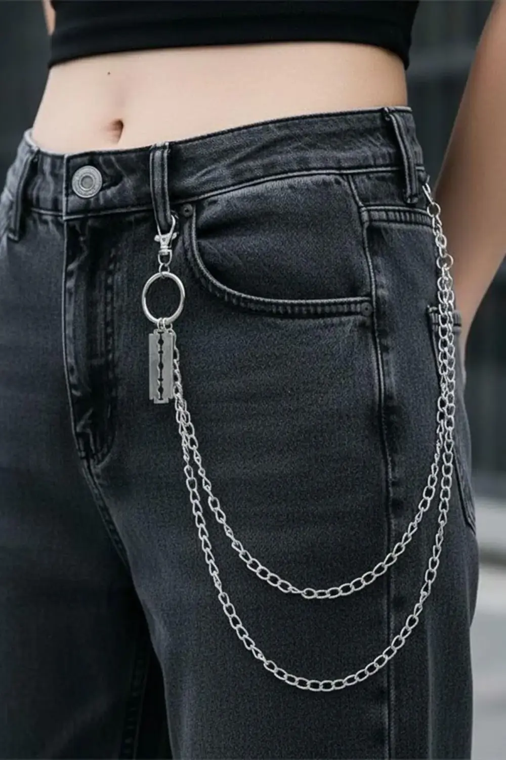 Silver Jilet Detaylı İkili Pantolon Zinciri Silver Jilet Detaylı İkili Pantolon Zinciri