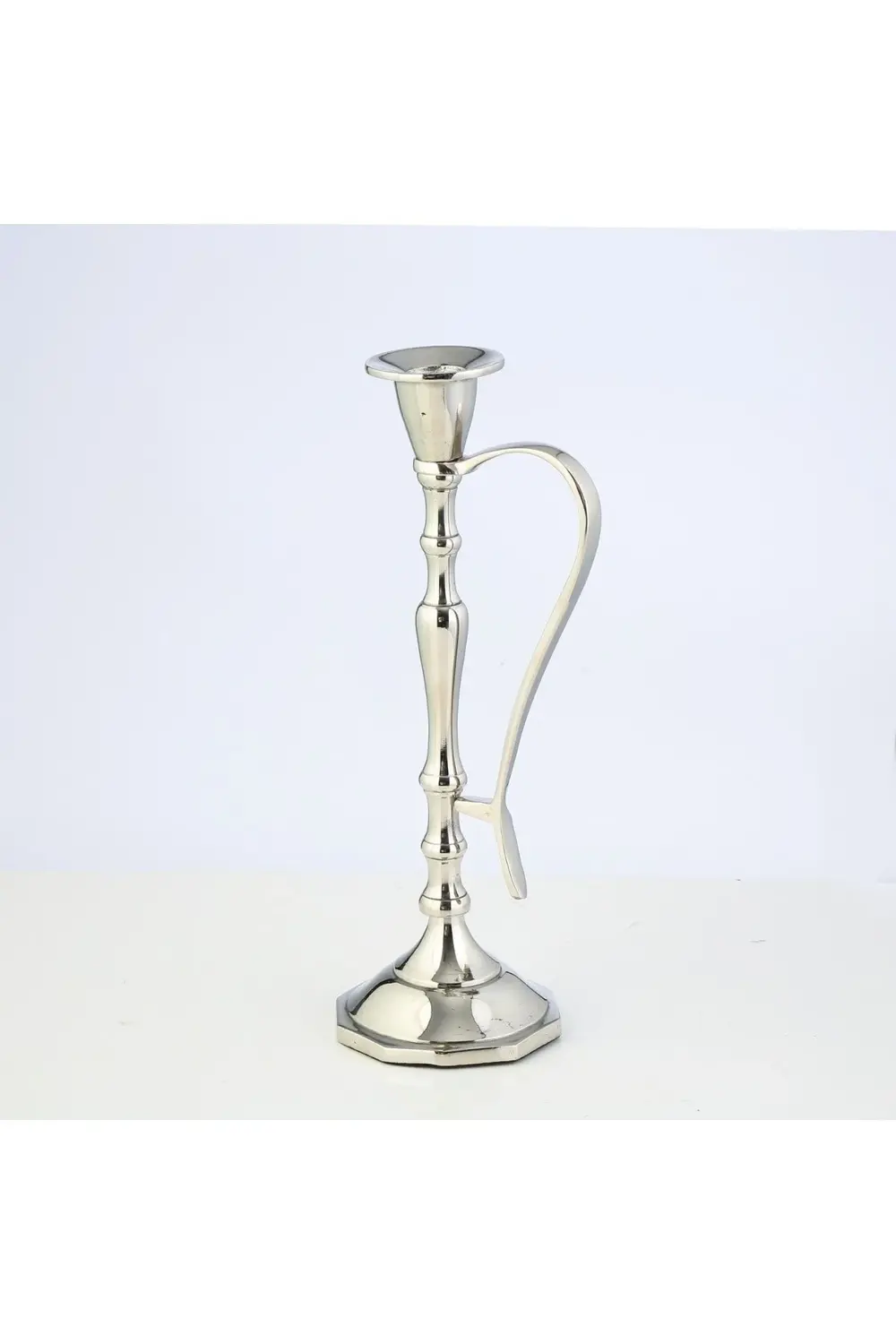 Silver Kulplu Şamdan Orta 8*26 Cm
