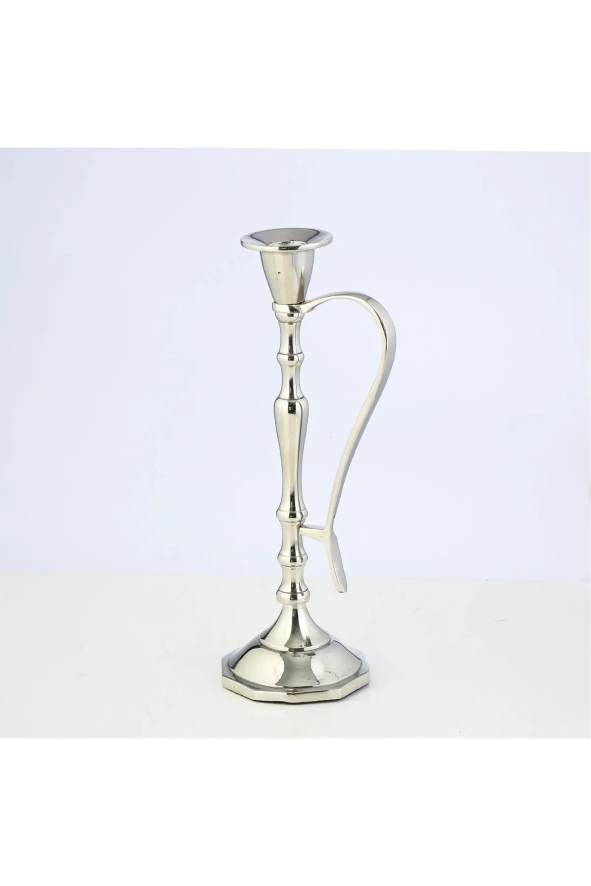 Silver Kulplu Şamdan Kısa20,5*7,5cm