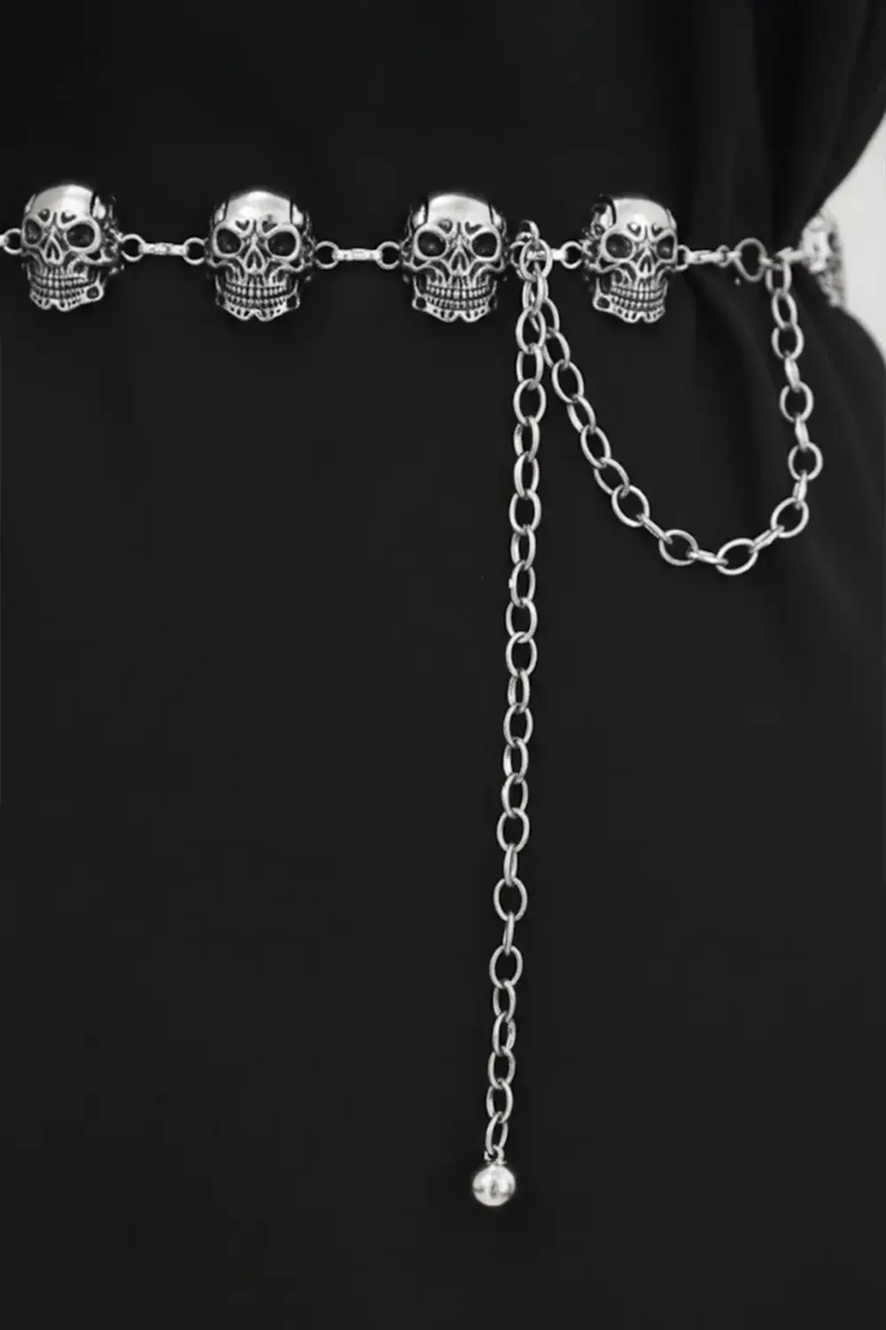 Silver Kuru kafalı Gotik Bel Zinciri