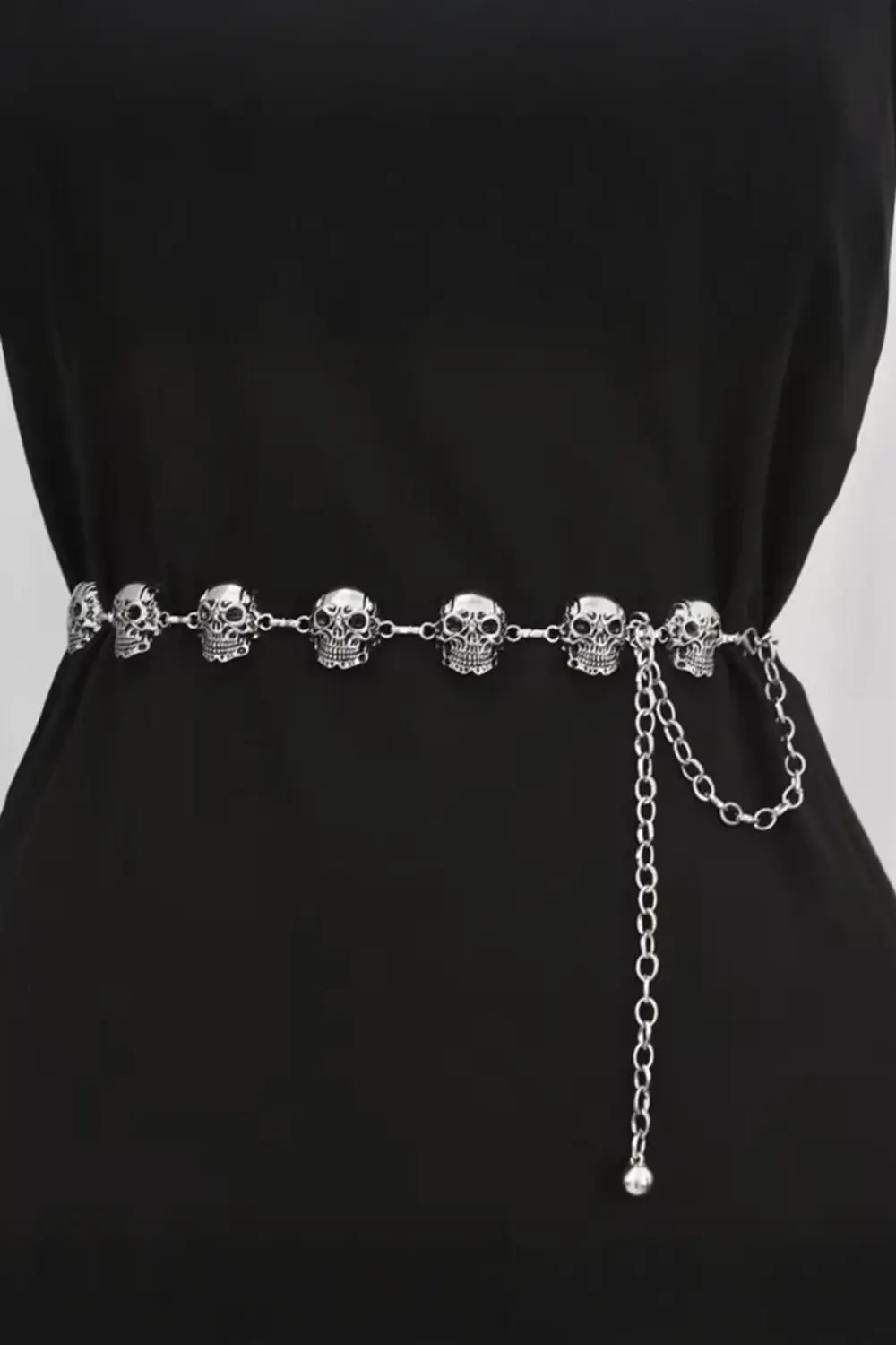 Silver Kuru kafalı Gotik Bel Zinciri