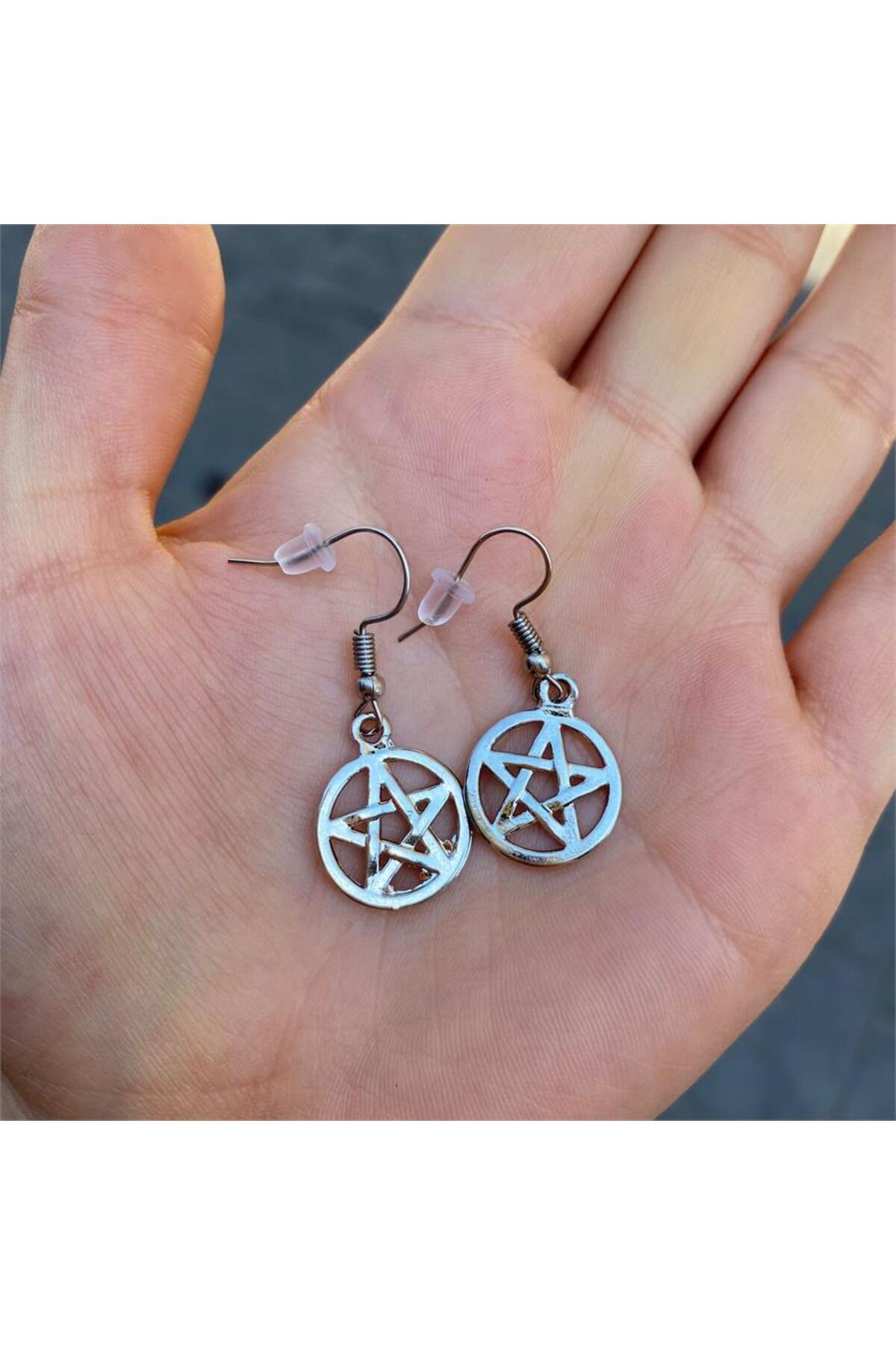 Silver Pentagram Küpe