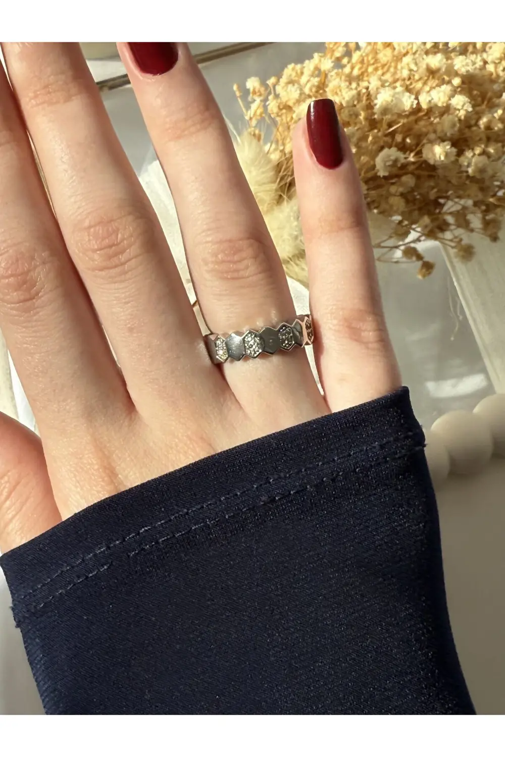 Atelier Emine Silver Petek Desen Yüzük