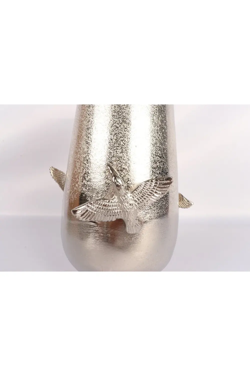 Silver Pirinç Döküm Cennet Kuşu Vazo | Lüks Dekoratif Vazo 16x31