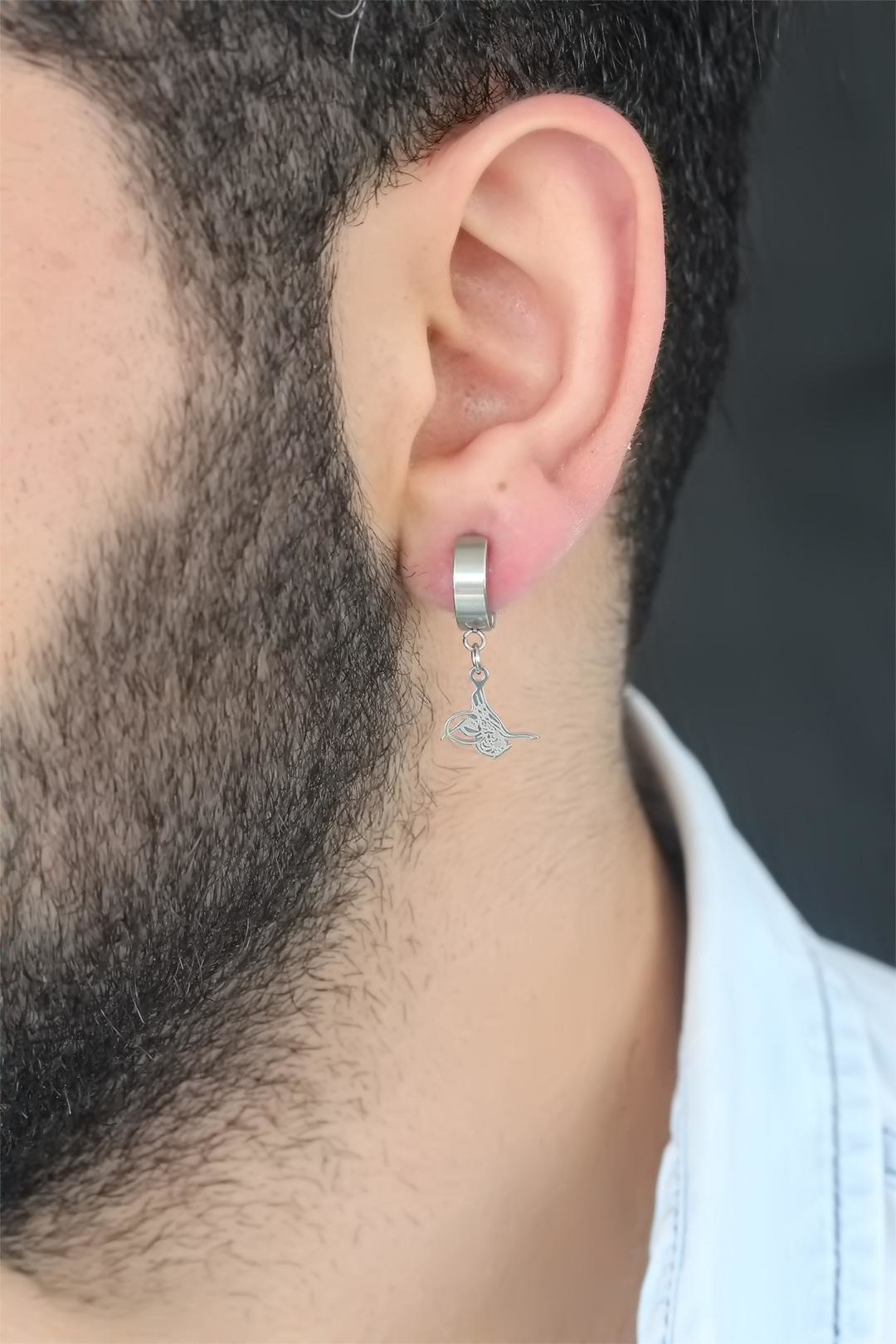 Silver Renk Kaplama Osmanlı Tuğra Figürlü Kıstırmalı Çelik Erkek