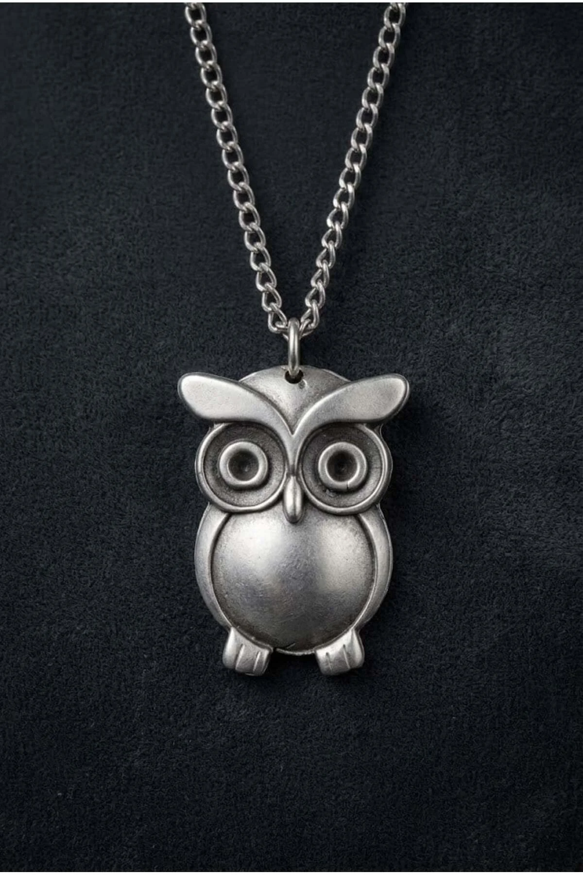 Silver Retro Baykuş Kolye