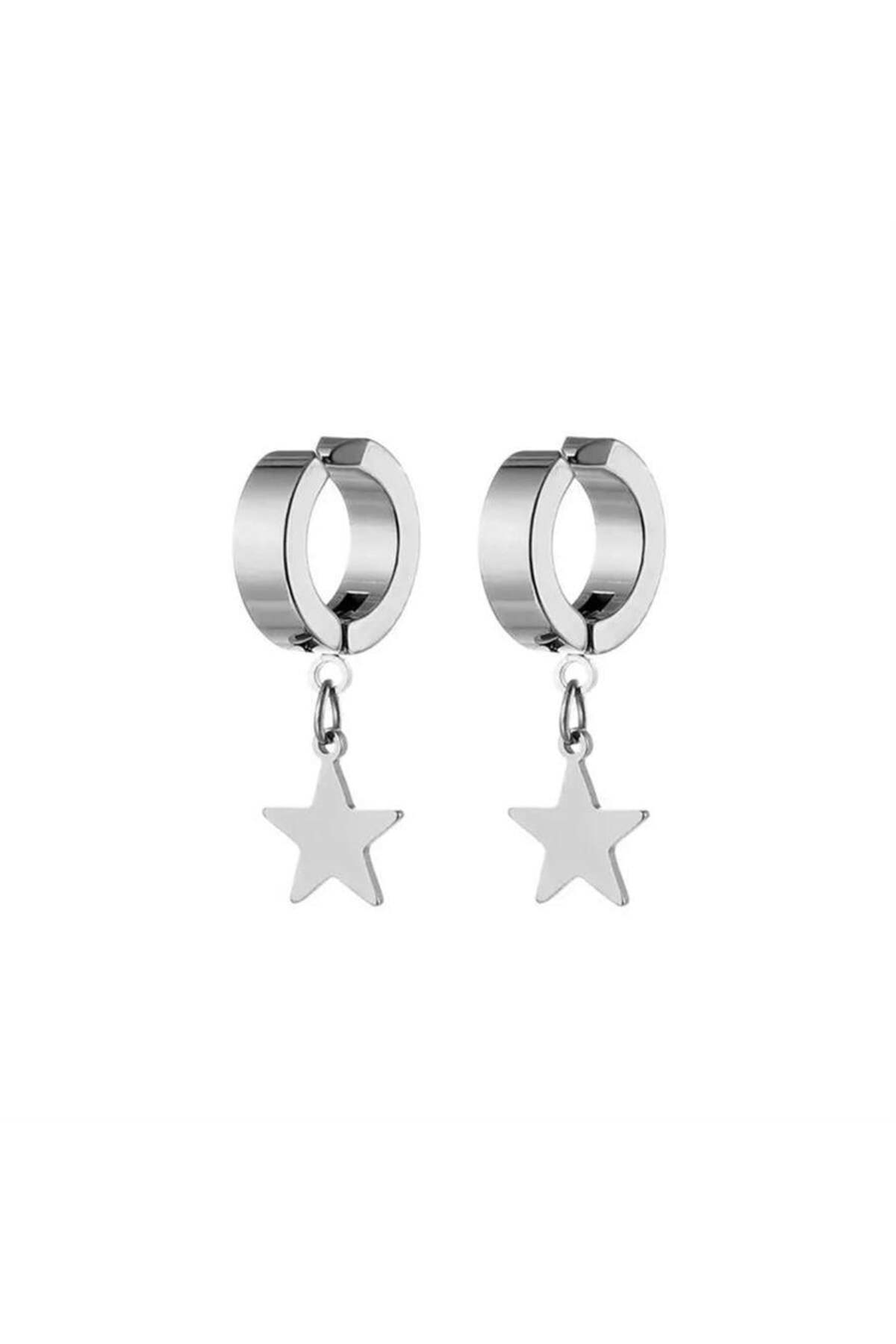 Silver Sallantılı Yıldız Çift Küpe