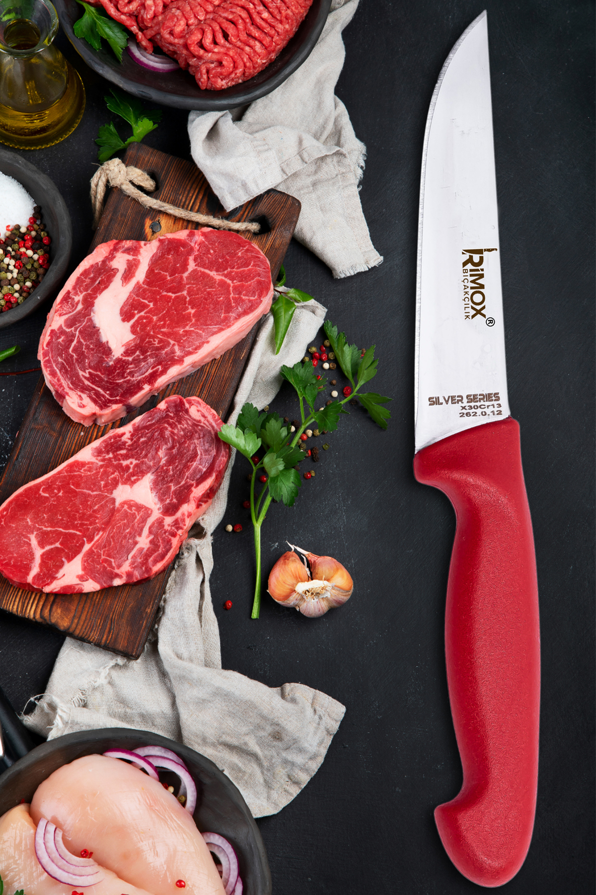 Just Cheap Store Silver Serisi Kasap Ve Ev Mutfak Biçaği Çelik Kasap No:2