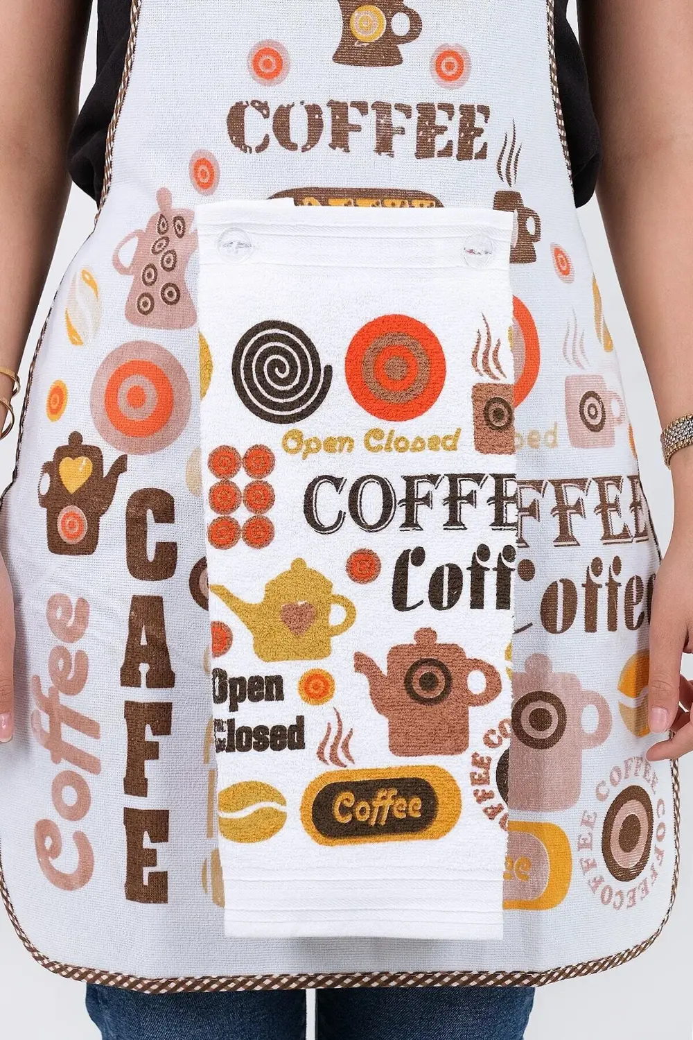 Silver Sıvı Geçirmez Mutfak Önlüğü Havlulu Mutfak Önlüğü Coffee T