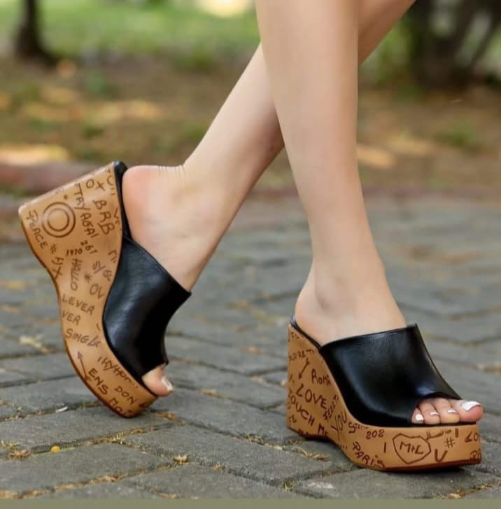 Silya Siyah Cilt Dolgu Topuk Terlik