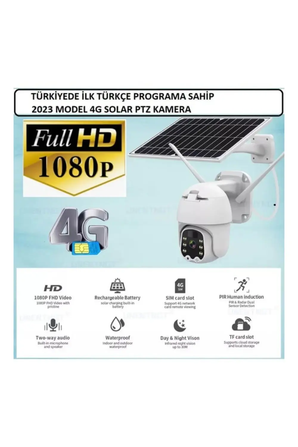 Sim Kartlı 4g Ptz 360 Hareketli Solar Güneş Enerjili 1080p Kamera