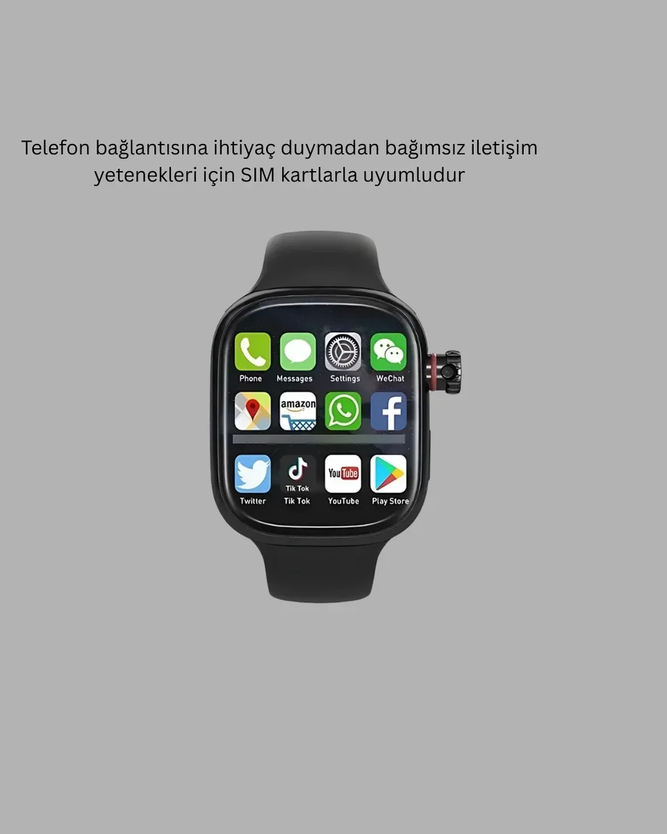 SIM Kartlı Akıllı Saat: Deri Kordon, Nabız Ölçer ve Adımsayar