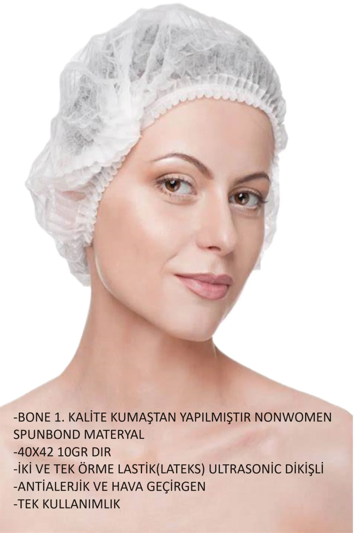 SİMEREV GLOBAL 400 Adet Paket Tek Kullanımlık Bone Beyaz 40x42 Cm