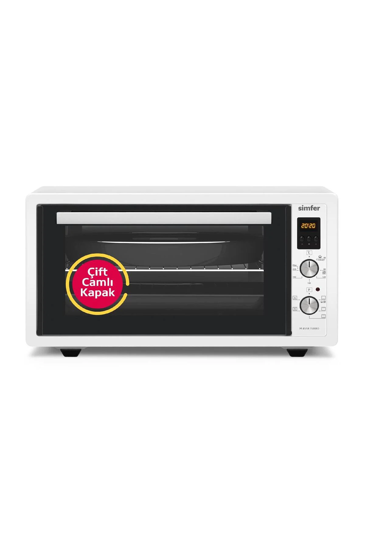 SİMFER M4558 ÇİFT CAM MİDİ FIRIN 45 L TURBO BEYAZ DİJİTAL GÖMÜLEBİLİR LAMBA